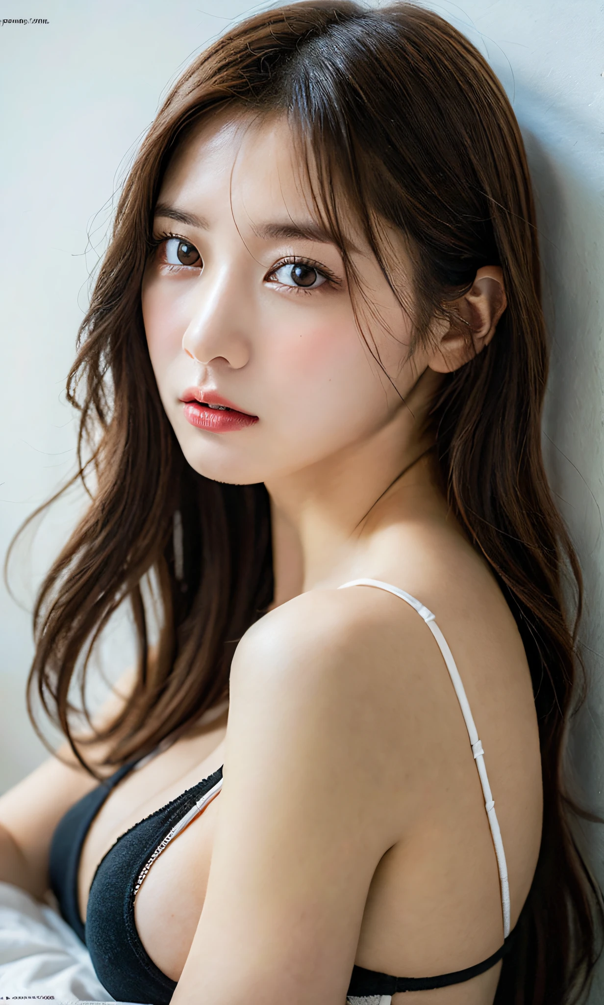 (RAW photo: 1.2), top quality, beautiful detailed girl, bunny girl, angry face, highly detailed eyes and face, beautiful detailed eyes, huge file size, high resolution, high resolution, 8k wallpaper, fine detail, highly detailed ticker uniform 8k wallpaper, light on face, movie lighting, girl, sexy pose, (photorealism: 1.4), illustration, Surrealism, from below, super detail, masterpiece, Playboy bunny, fishnet pantyhose, lying in bed