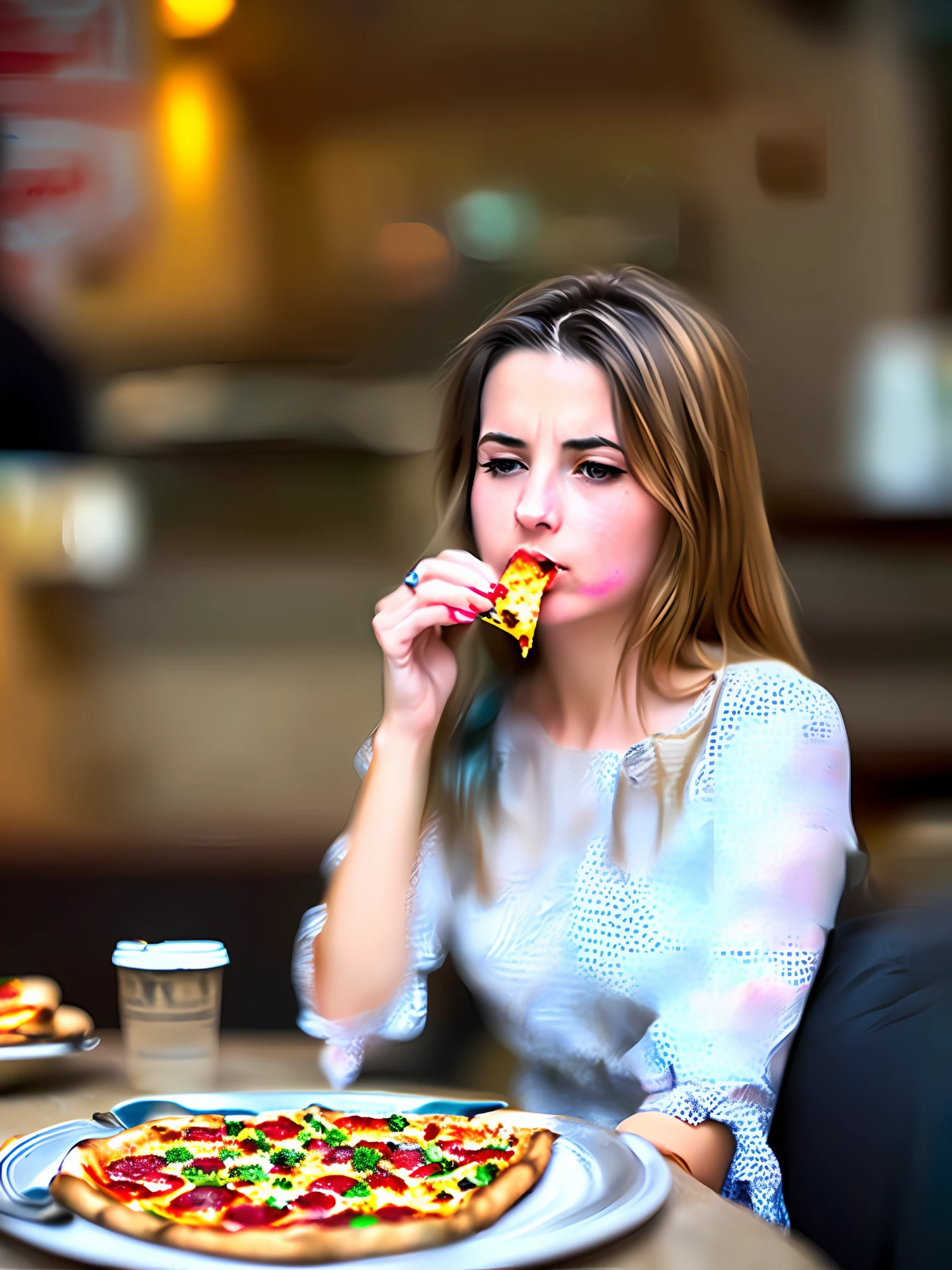 A young woman named Maria struggles with compulsive eating as she indulges in a pizza at a cafe. She feels isolated and trapped in a cycle of momentary pleasure and guilt. A compassionate waitress approaches and offers support, encouraging Maria to seek professional help. With the support of the waitress and others who understand her struggle, Maria finds the courage to seek treatment and embark on her journey to healing. The story highlights the importance of empathy and support in overcoming compulsive eating.