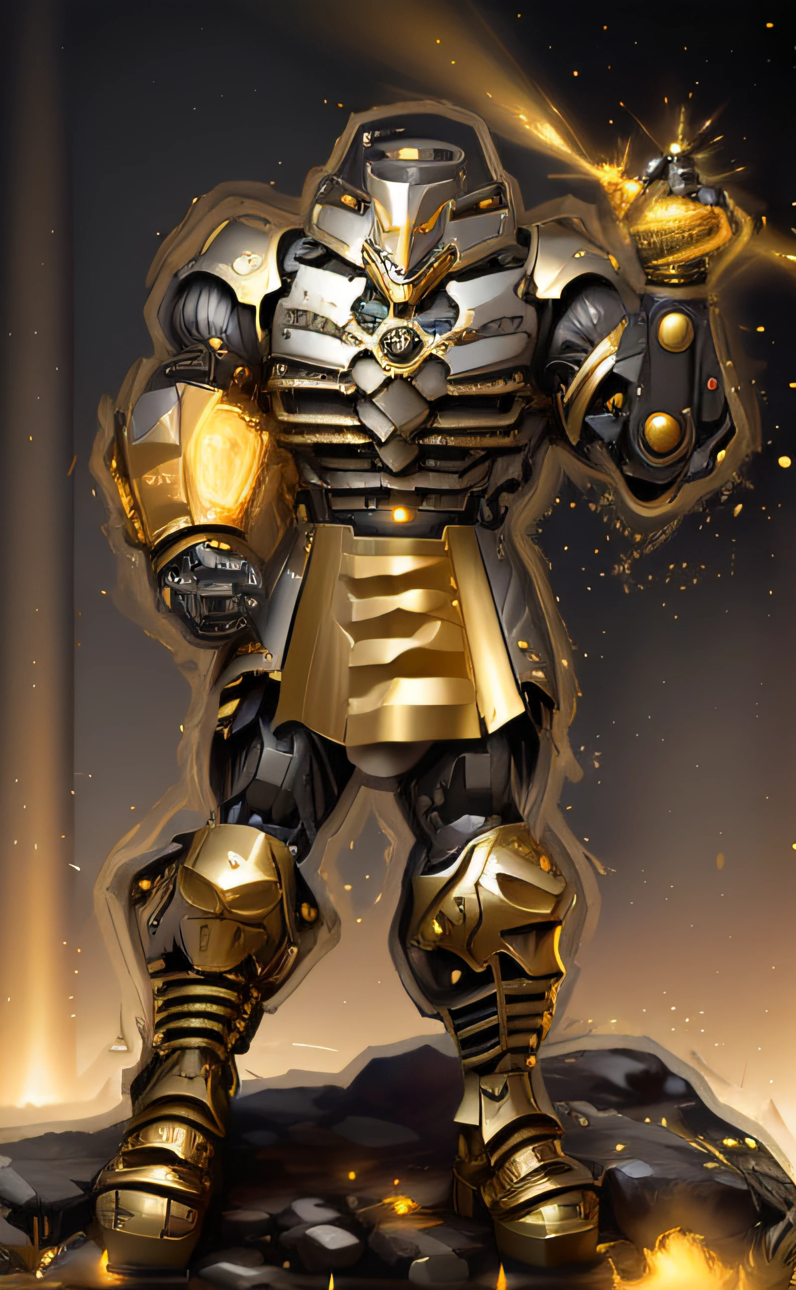 a close up of a robot with a yellow light on his face, armadura saiyajin, cybernetic flame armor, cyber fight armor, Armadura refletida da cor do gelo da lasca, Armadura Espacial, Retrato completo de Electromancer, intrincada armadura mecha brilhante, armadura de platina do guerreiro, armadura brilhante oi tech, clothed in ethereal battle armor, cybernetic fire armor