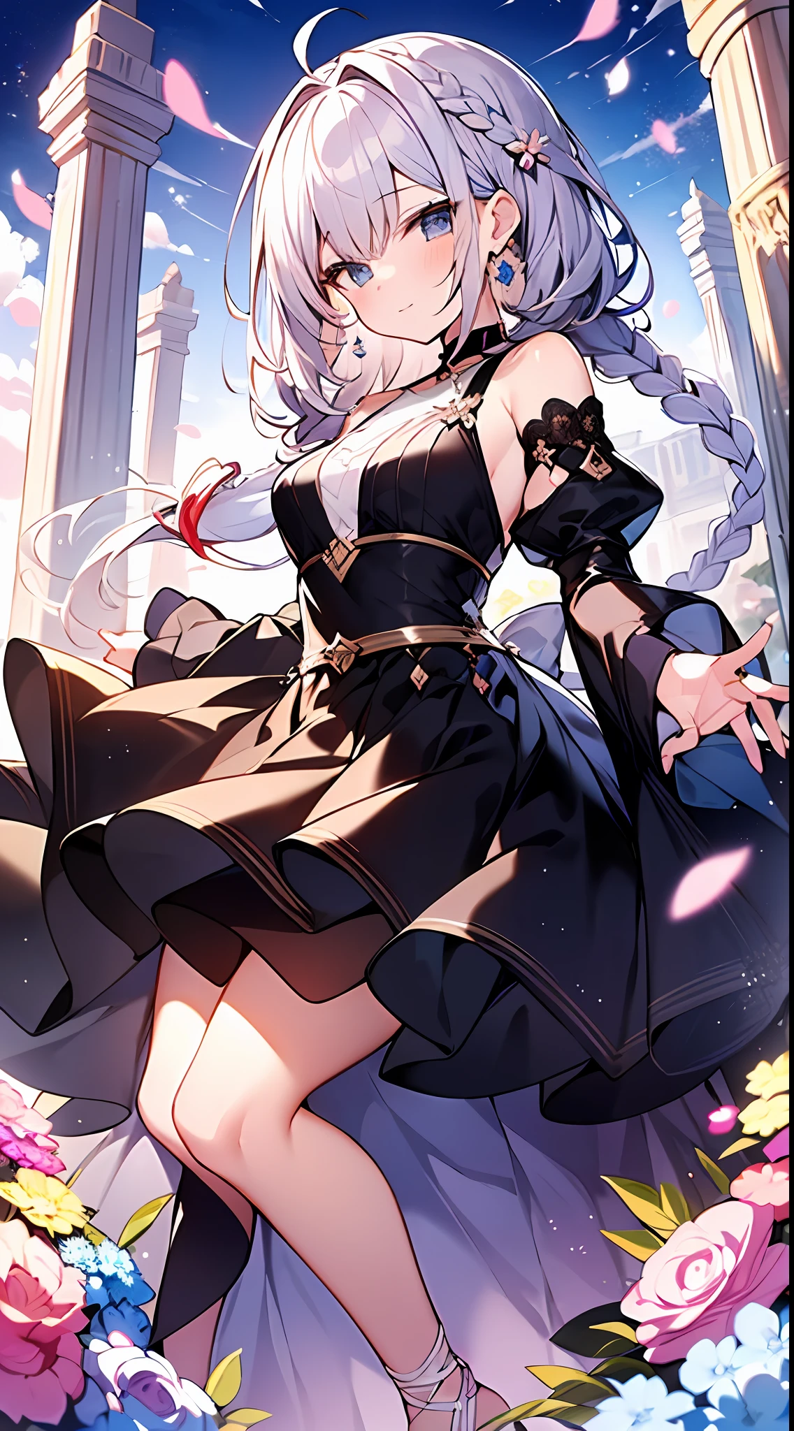 (incredibly absurdres absolutely resolution: 1.5), highest quality, masterpiece, ultra high resolution, 8k, (multiple girls), (gorgeous dresses with many gorgeous and colorful decorations) BREAK shoujo manga style, (loli), soft line drawing, digital enhancement, shojo manga touch, environmental change scenes, shojo manga core, ( Hair length to the shoulders))), (((short braid))), ancient capital of the West, full body visible angle, entangle, beautiful and aesthetic: 1.5, High quality: 1.3