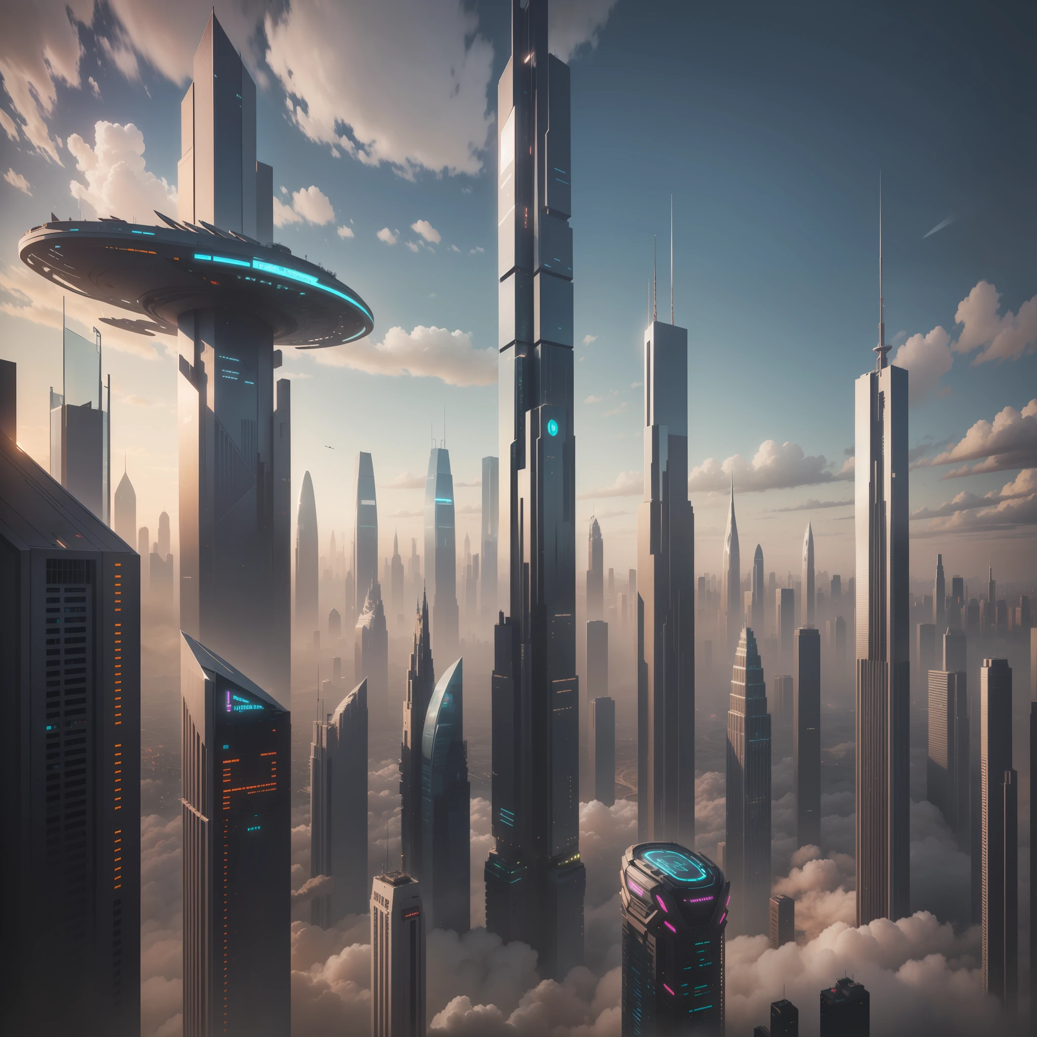 cyberpunked A futuristic world Skyscrapers dream futuristic cities 最好质量 巨作 ultra-high-resolution 8K