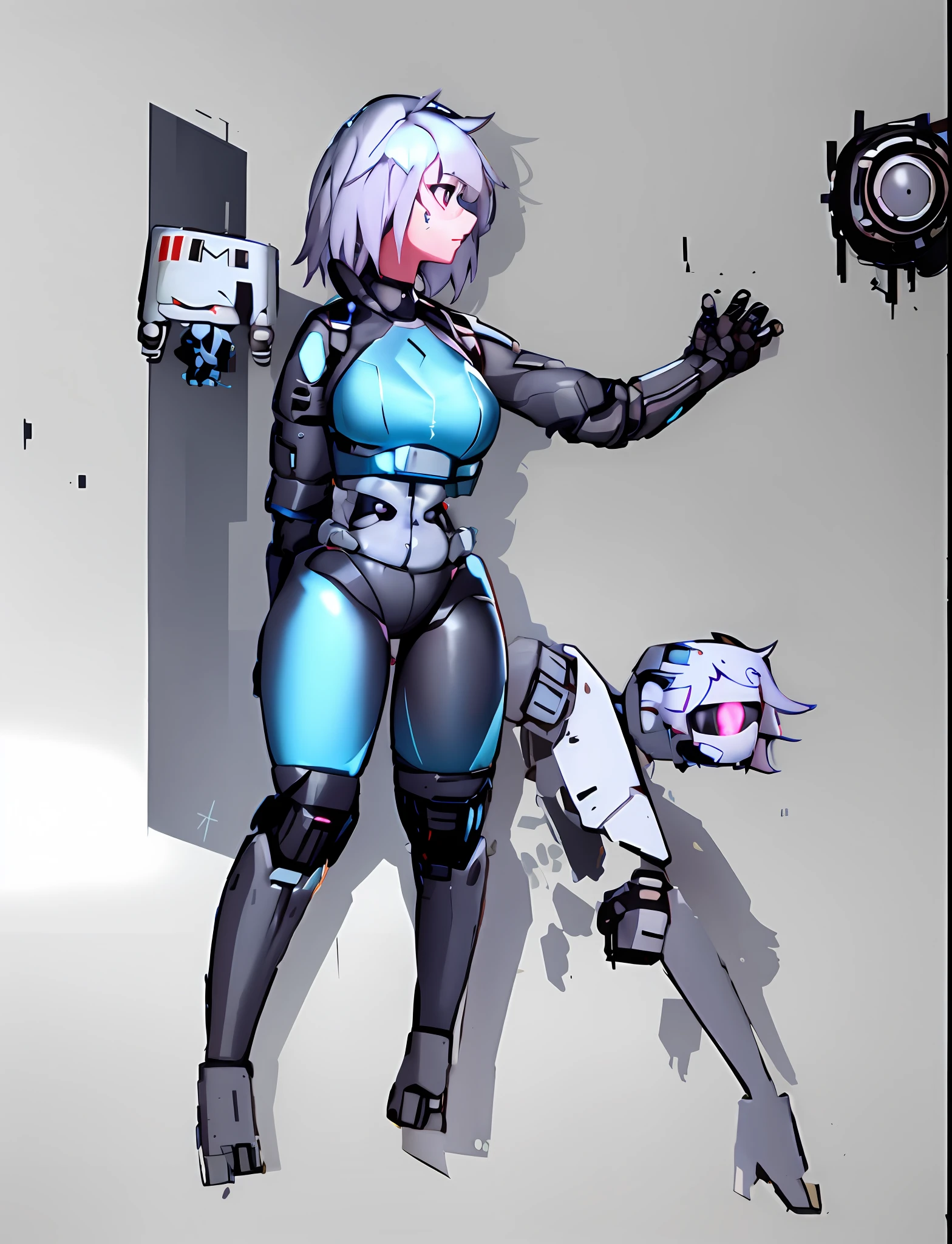 anime character with a gun and a robot in a room, cyberpunk anime girl mech, cyborg - girl with silver hair, cute cyborg girl, cyborg merchant girl, cyborg girl, girl in mecha cyber armor, cyborg - girl, perfect anime cyborg woman, pregnant female cyborg, fully robotic!! catgirl, perfect android girl, female cyborg, cybersuits, young lady cyborg