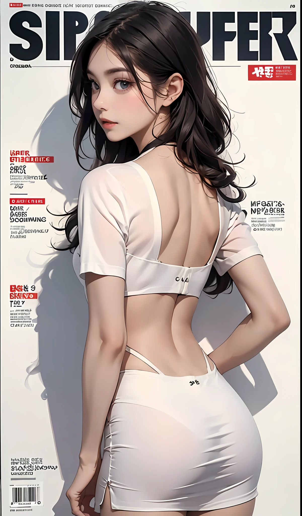 Best quality, Master, high resolucion,A girl with, Super beautiful face, super beautiful eye, Super beautiful hair，Magazine covers，Trendy outfits，body complet，Backshot