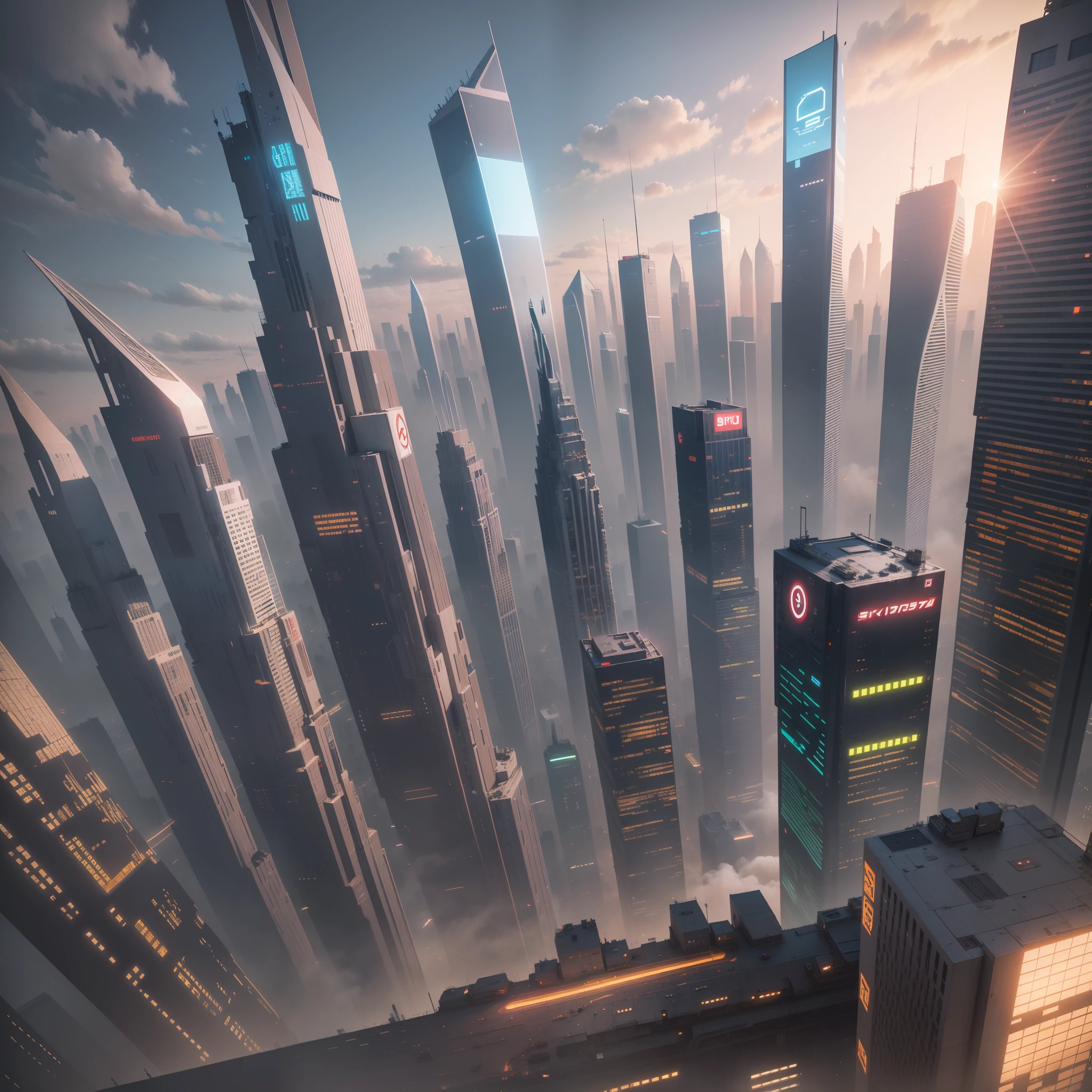 cyberpunked A futuristic world SF Skyscrapers 最好质量 巨作 ultra-high-resolution 8k dream