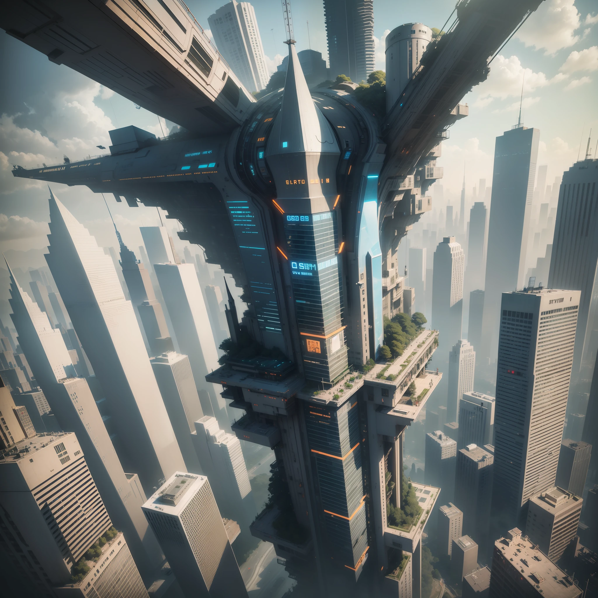 cyberpunked　A futuristic world　SF Skyscrapers　最好质量　巨作　ultra-high-resolution　８k