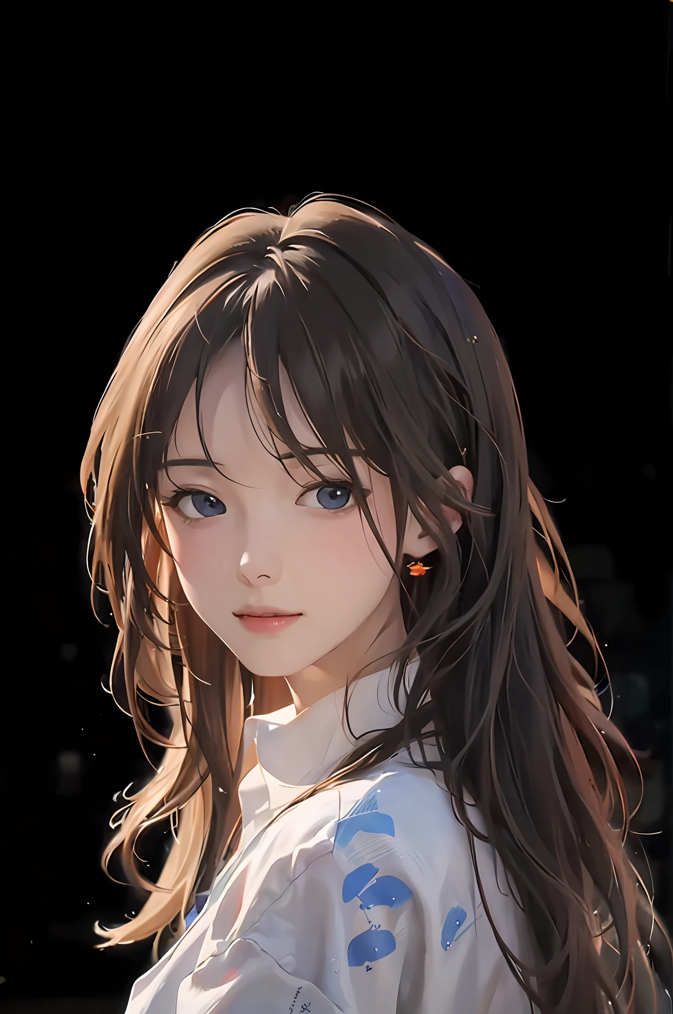 arafed image of a woman with long hair and a white shirt, 8k portrait render, Guviz-style artwork, by Yang J, Guviz, render of april, made with anime painter studio, Realistic. Cheng Yi, high quality portrait, 8k digital painting, in the art style of bowater, By Li Song