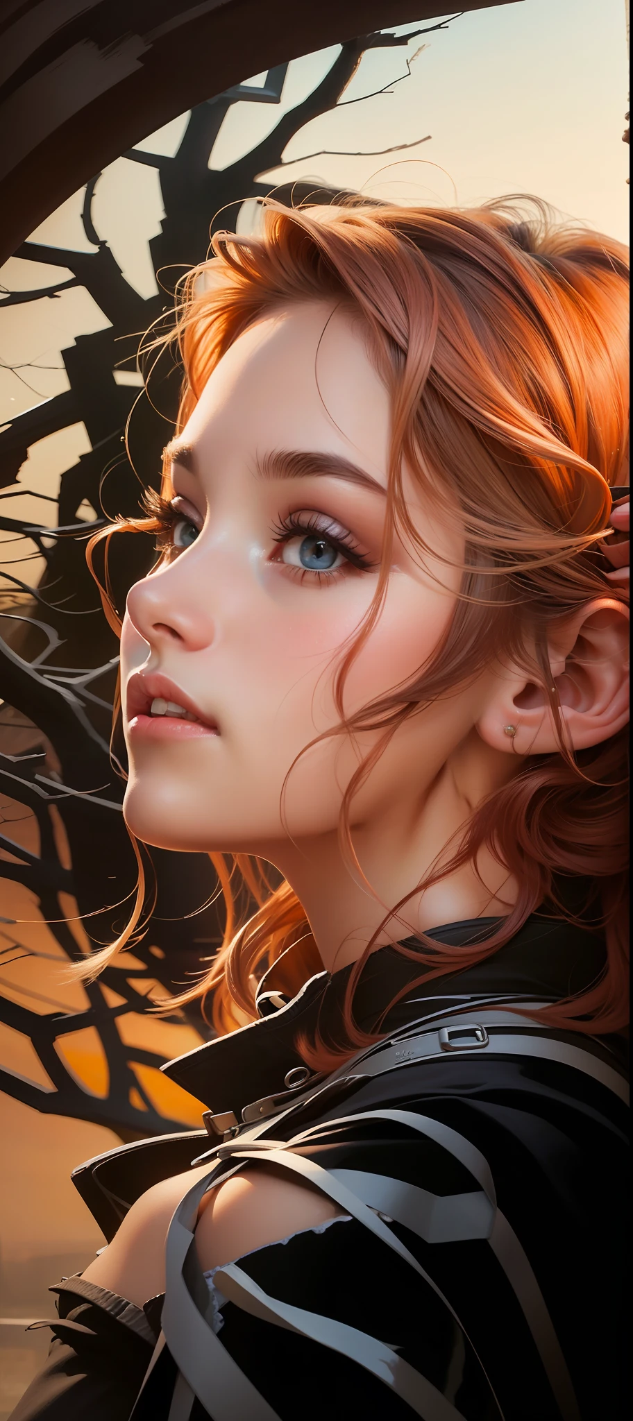 La mejor calidad posible, Ultra Resolution, hermosa mujer,the most beautiful girl, cabello largo pelirrojo, hermosa figura,hermosa Pintura, obra maestra,