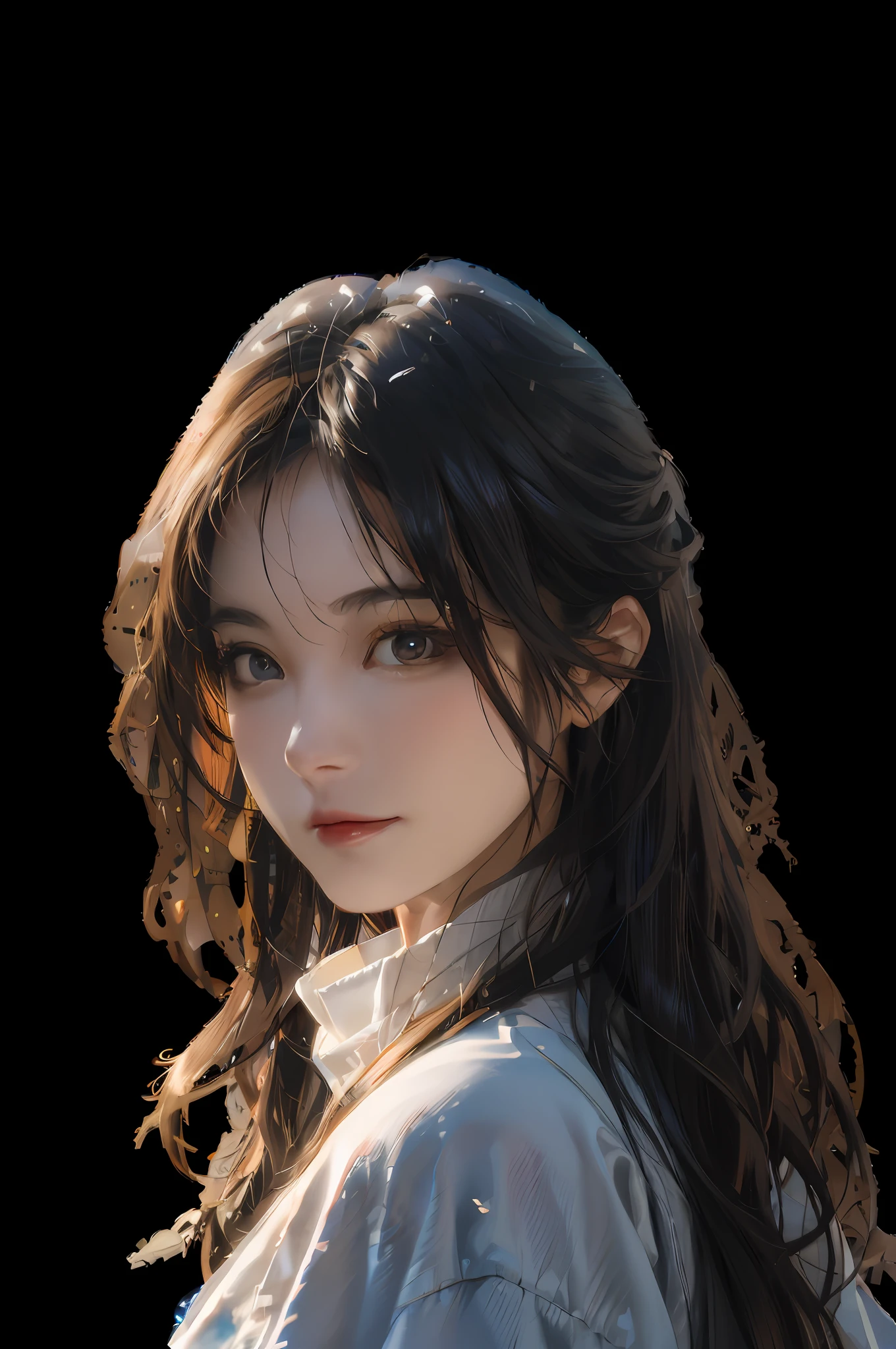 arafed image of a woman with long hair and a white shirt, 8k portrait render, Guviz-style artwork, by Yang J, Guviz, render of april, made with anime painter studio, Realistic. Cheng Yi, high quality portrait, 8k digital painting, in the art style of bowater, By Li Song