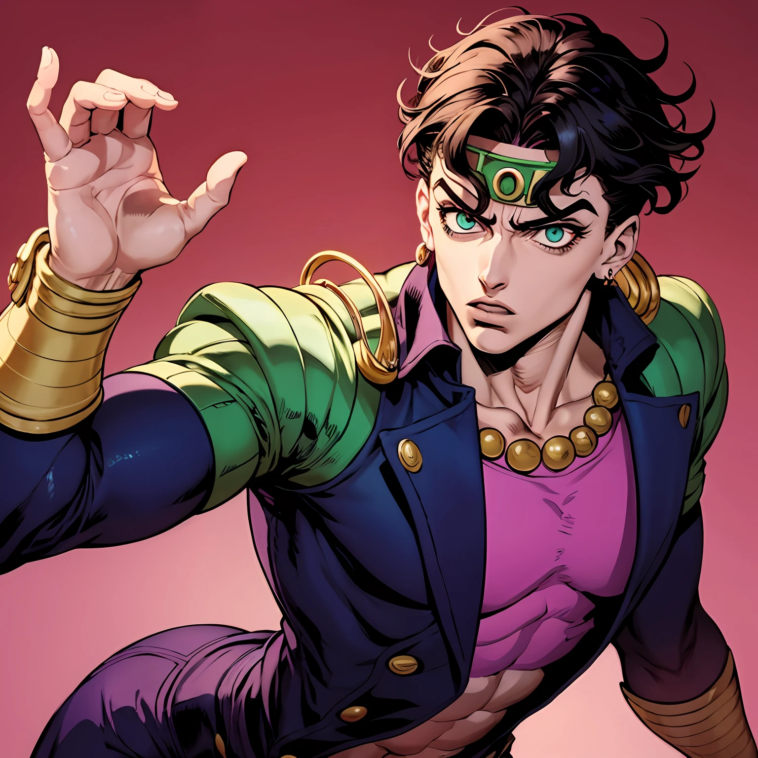Redo this image, fazendo-a ter o estilo visual da parte 3 de Jojo's Bizarre Adventure --auto