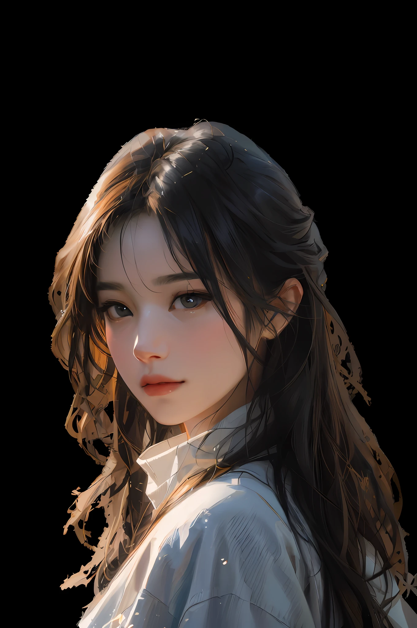 arafed image of a woman with long hair and a white shirt, 8k portrait render, Guviz-style artwork, by Yang J, Guviz, render of april, made with anime painter studio, Realistic. Cheng Yi, high quality portrait, 8k digital painting, in the art style of bowater, By Li Song
