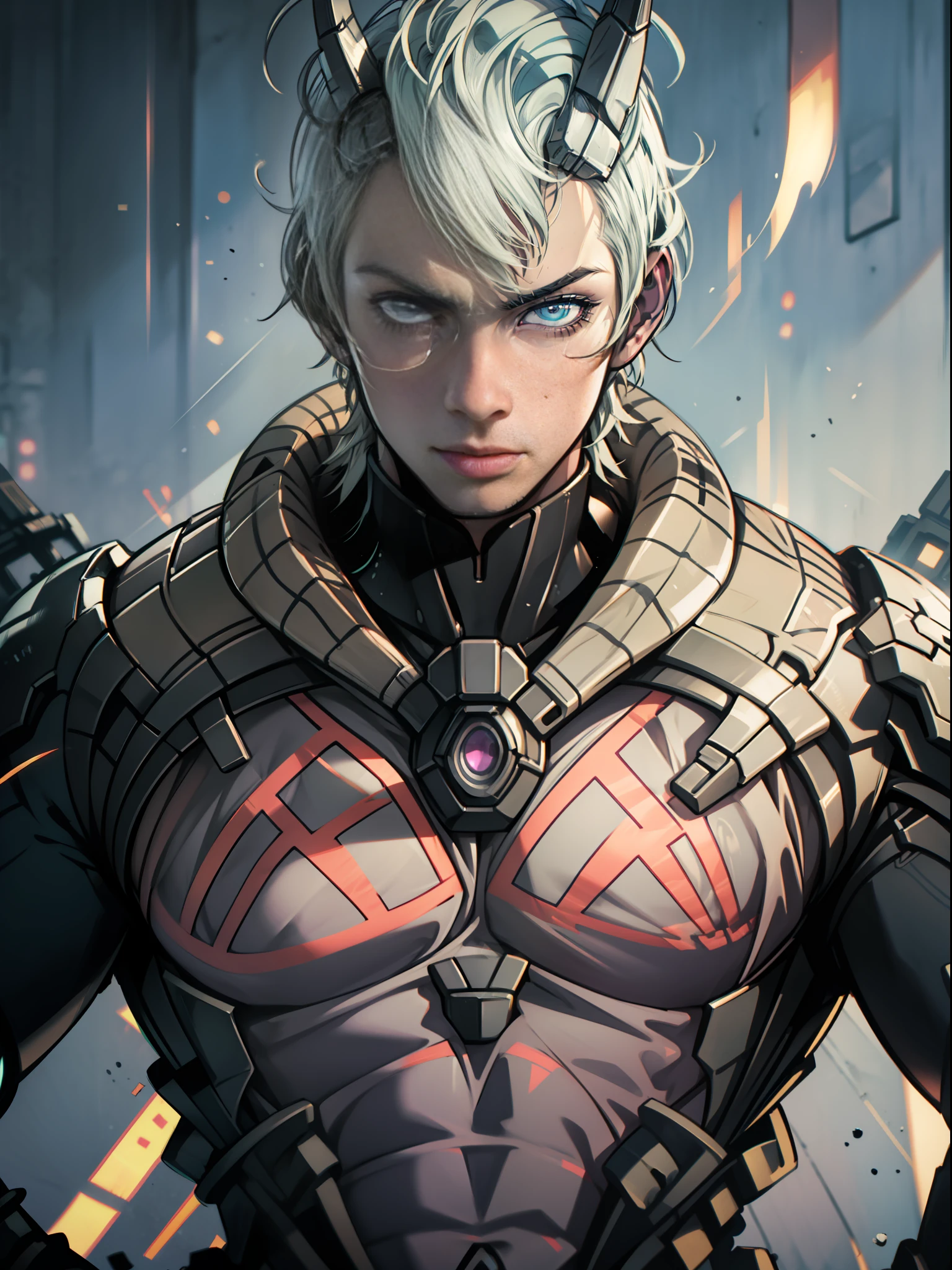 cinematic lighting, drop shadow, anime style, UHD, masterpiece, anatomically correct, super detail, textured skin, high details, high quality, highres, 16k, There is a cyberpunk types of alien creatures (Male) in this picture, warframe art