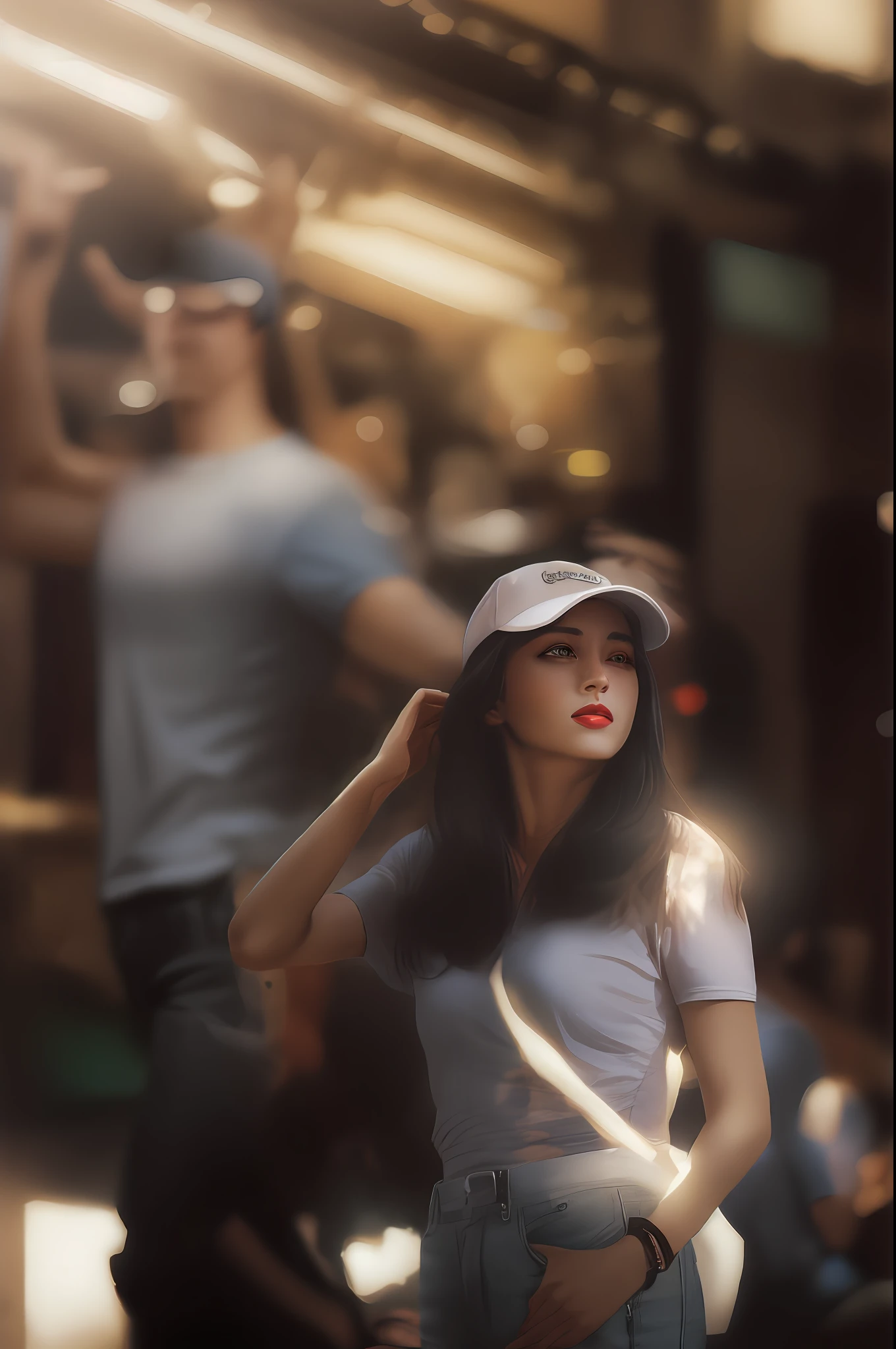 Couple dancing in 90's disco, vintage style, (T-shirt design), realistic volumetric light of masterpiece