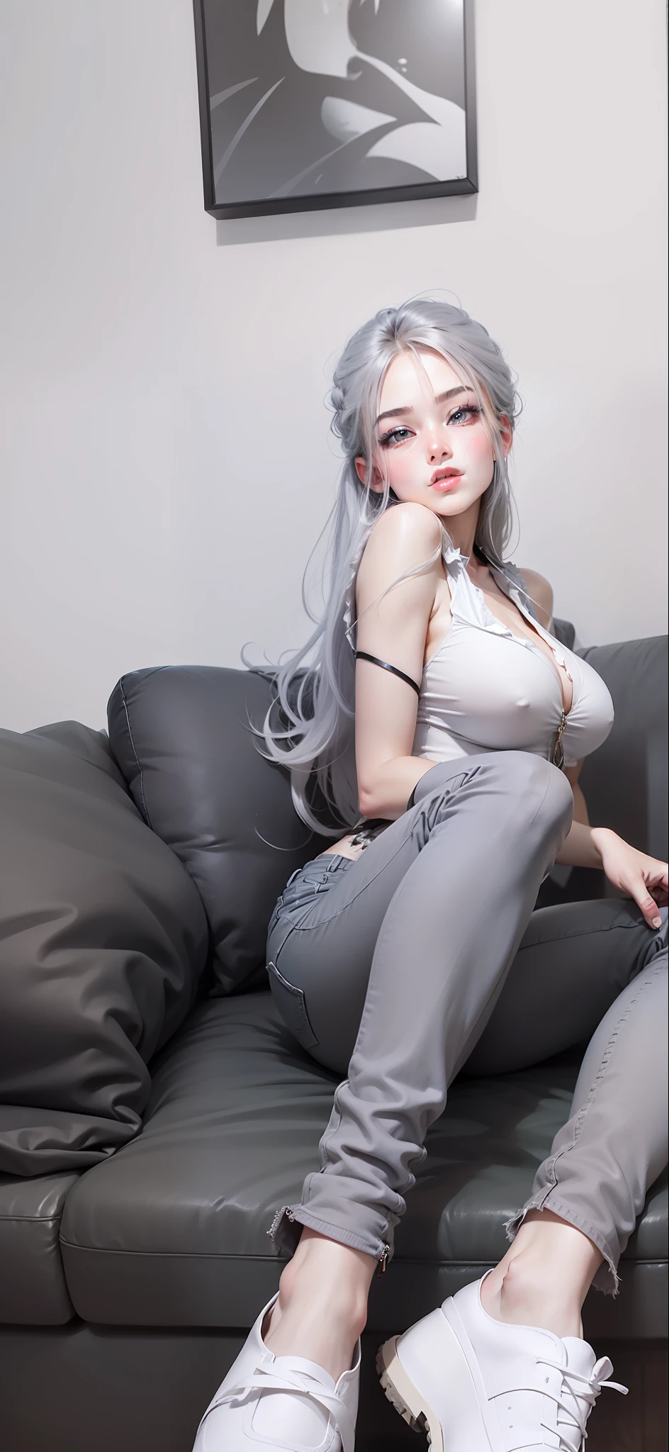 Beautie,with a good figure,Low-cut clothing,very beautif