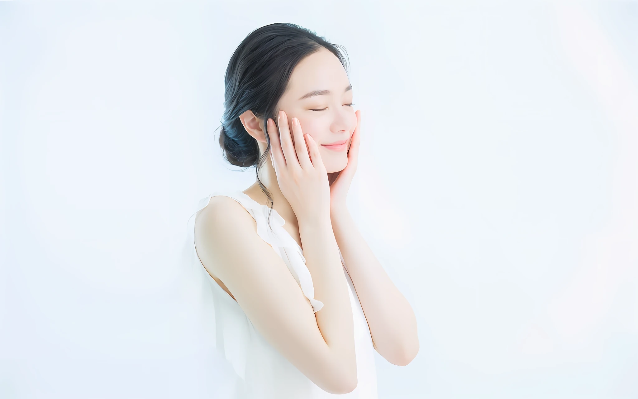(mastaer piece:1.3)、(8K、photoreallistic、Raw photography、Best Quority: 1.4)、(1girl in)、Beautiful face、(lifelike face)、(black-haired、short-hair:1.3)、Beautiful hairstyle、realisticeyes、Beautiful details、(real-looking-skin)、Beautiful skin、absurdist、Irresistible、ultra-high-resolution、ultra realisitic、high-detail、the golden ratio、Bob Hair、White camisole、no-makeup