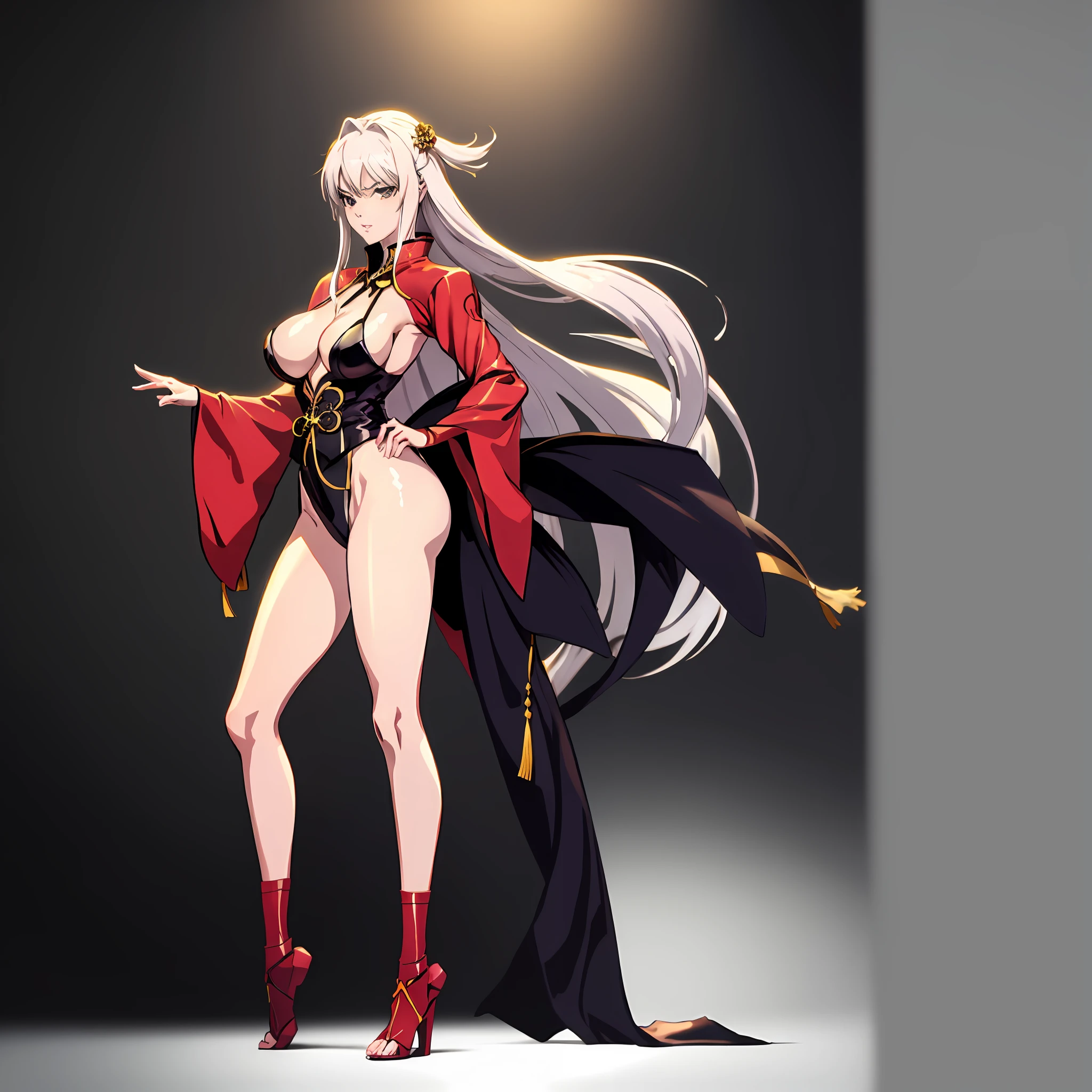 Anime - style woman standing in unreal space in sexy hanfu, seductive anime girl, sexy ancient female warrior, (big breasts 1.4), (long legs 1.1), [ 4k digital art ]!, smooth anime CG art, female action anime girl, shiny white skin, SFW version, full body pose, perfect body