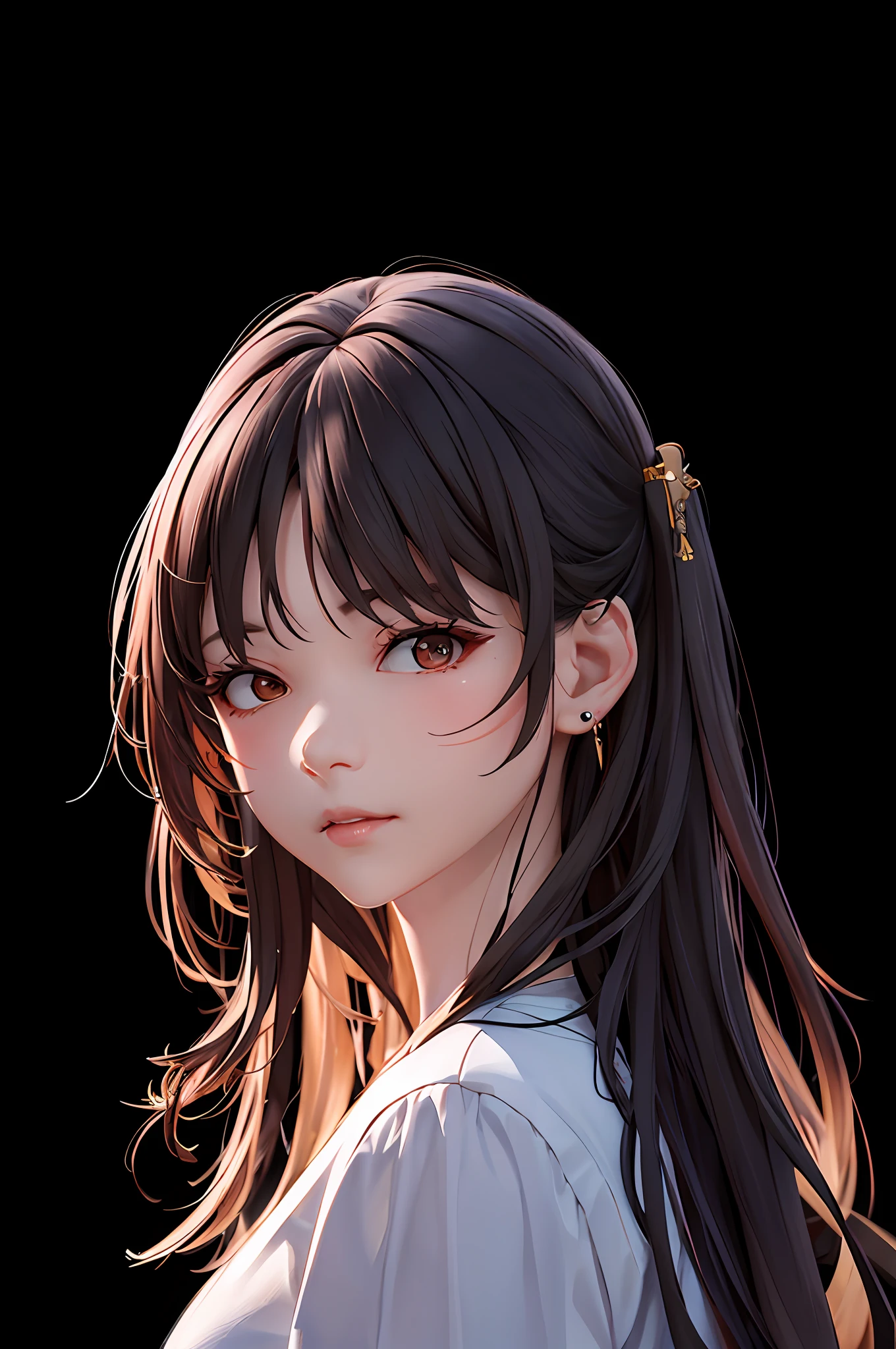 arafed image of a woman with long hair and a white shirt, 8k portrait render, Guviz-style artwork, by Yang J, Guviz, render of april, made with anime painter studio, Realistic. Cheng Yi, high quality portrait, 8k digital painting, in the art style of bowater, By Li Song