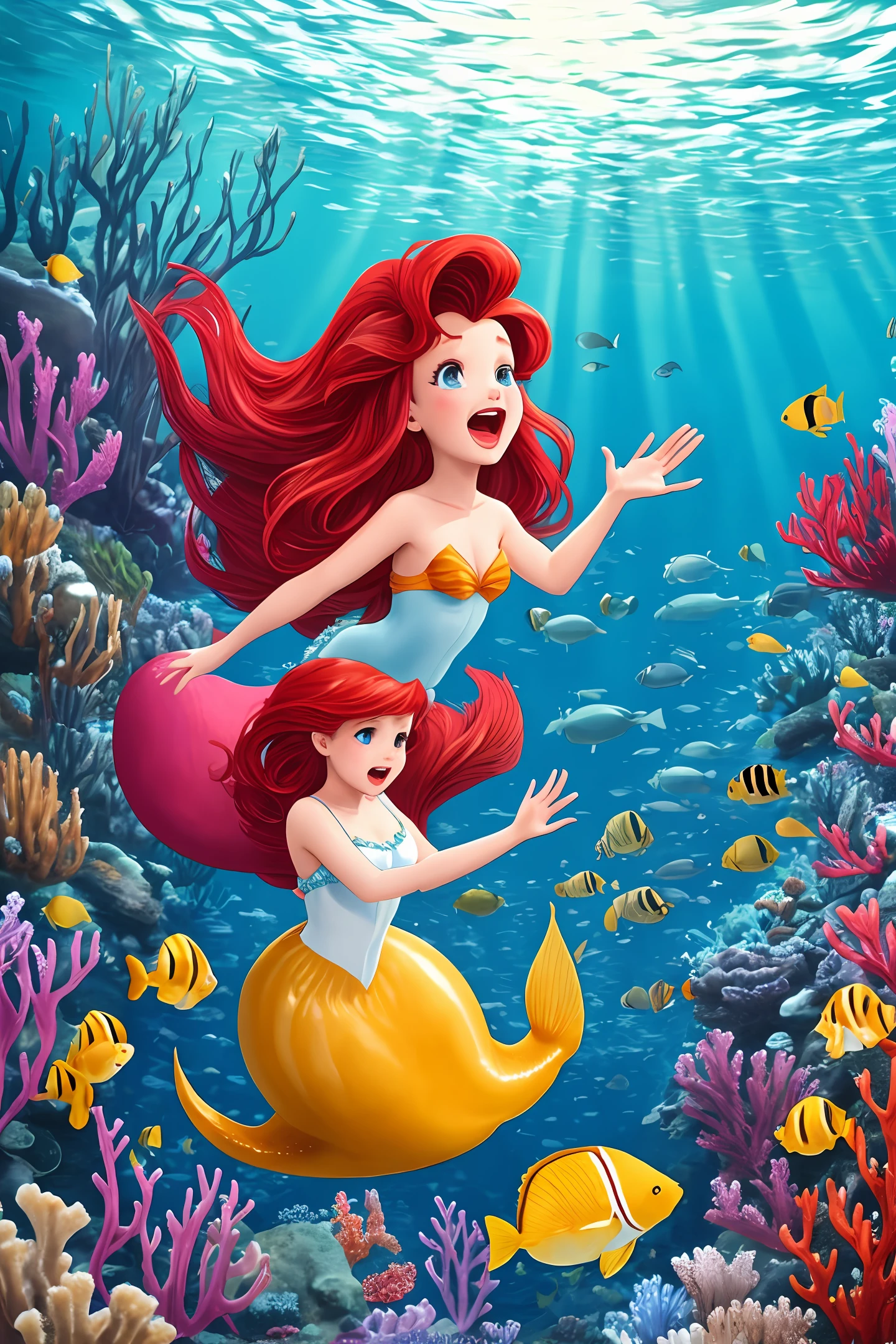 Little mermaid singing under the sea
