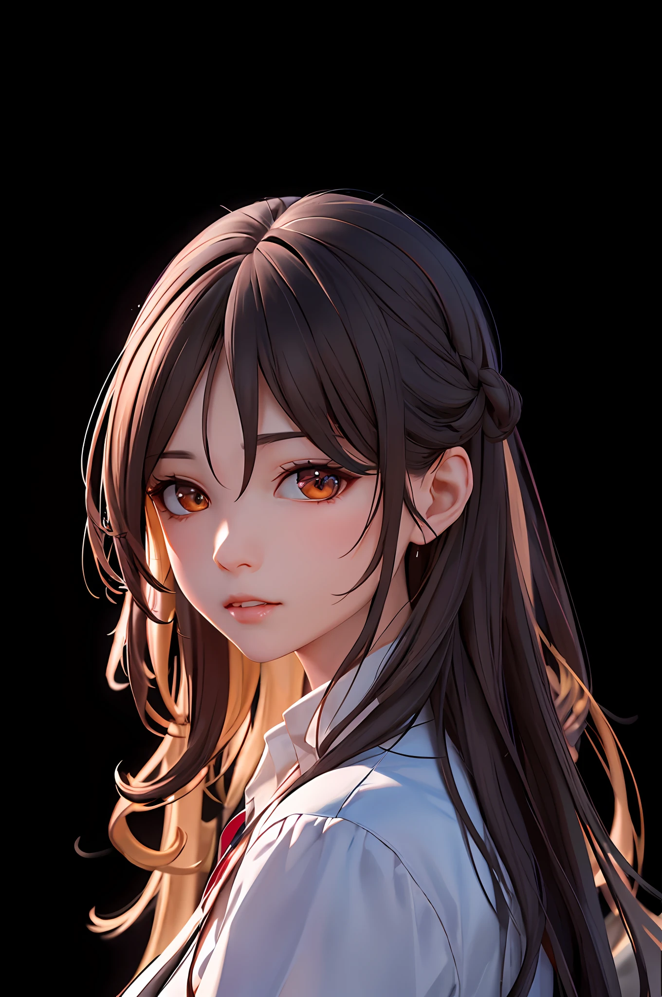 arafed image of a woman with long hair and a white shirt, 8k portrait render, Guviz-style artwork, by Yang J, Guviz, render of april, made with anime painter studio, Realistic. Cheng Yi, high quality portrait, 8k digital painting, in the art style of bowater, By Li Song