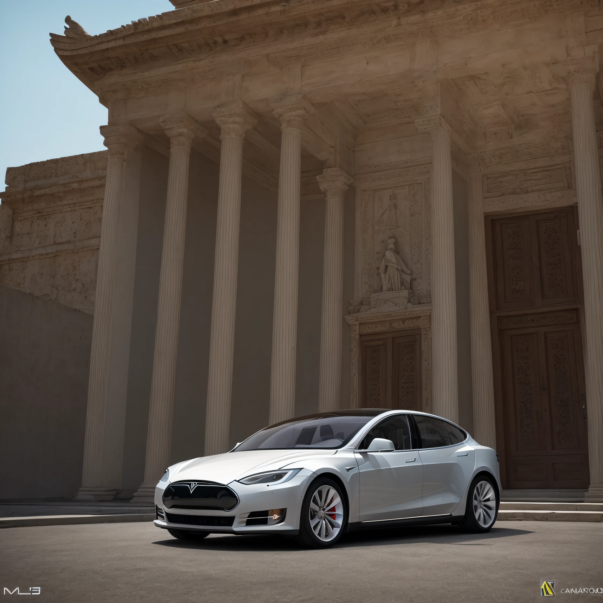 (8K,Best Quority:1.2),(masterpaintings:1.37),(The photograph,真实感:1.37),(ultra-high-resolution),body complet,Road run,shot from front,Tesla Future Technology theme car,(Light silver armor:1.2),(ighly detailed,blooms:1.5),(HighestQuali,Alessandro Casagrande,Greg Rutkowski,Sally Mann,concept-art,4k),(the mock turtle:1.2),(High sharpness), Detailed bodywork and background, Masterpiece, best quality, (Highly detailed photo:1.1),sharpest, (Perfect body:1.1), realistic, real shadow, 3d, (temple background:1.2), (by Michelangelo), photography of:Canan EOS R6, 135mm, 1/1250s, f/2.8, ISO 400 --auto