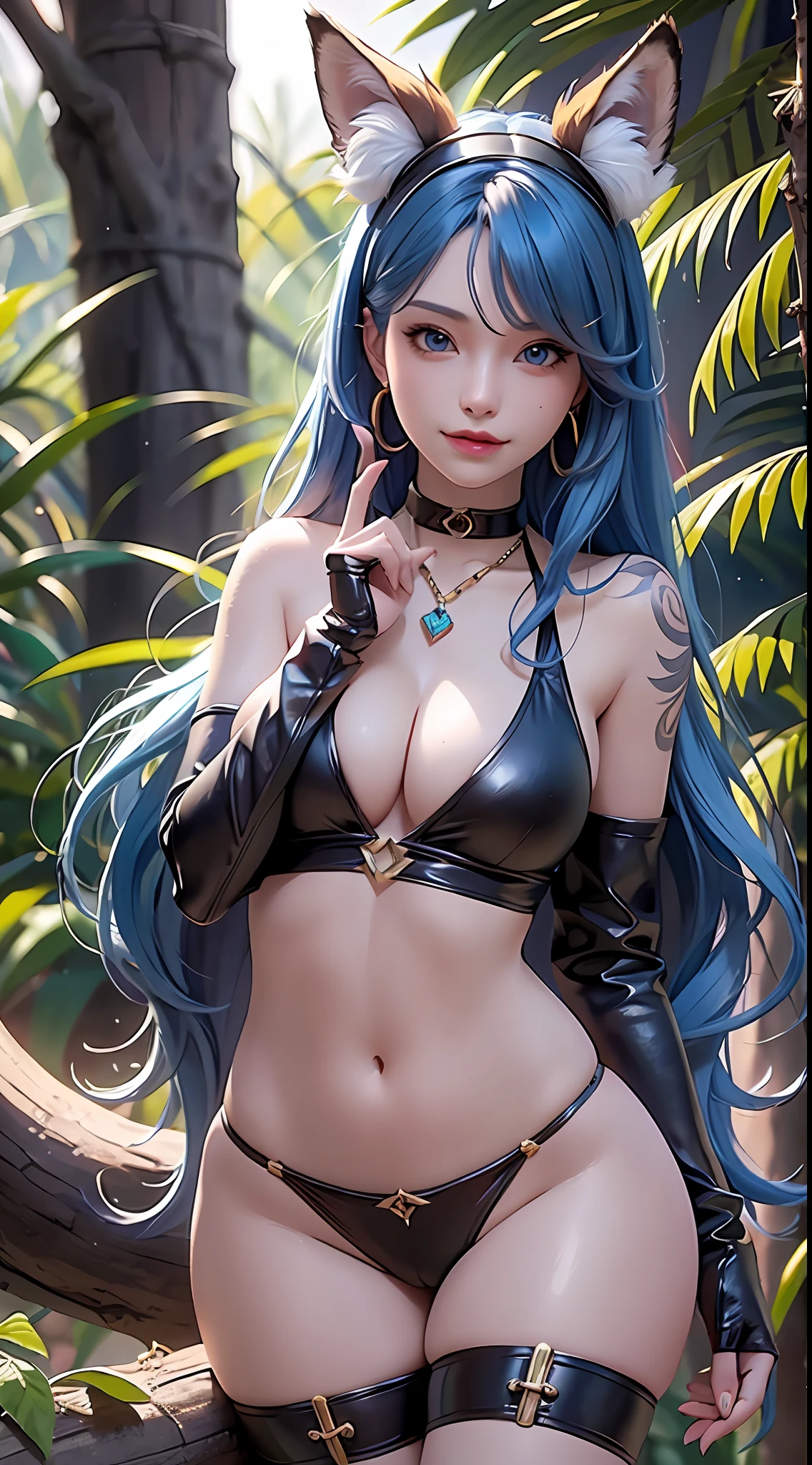 Sexy Photorealistic bimbo lips thick lips wide hips thick thighs small waist highly detailed hyperrealism ray tracing octane render, perfect composition professional quality high resolution, perfect background detailed background, tight bodysuit breasts indentation areolas protruding areolas exposed, beautiful, masterpiece, best quality, detailed image, colorful, vibrant colors, (outside, nature, jungle, log), solo, detailed face, perfect lighting, perfect shadows, perfect eyes, girl focus, perfect hair, blue eyes, perfect face perfect hands perfect fingers perfect breasts perfection Masterpiece, gorgeous body, hourglass body, shiny body, 1girl, solo, bare shoulders, short hair, open mouth, large breasts, animal ears, jewelry, green eyes, blue hair, collarbone, hairband, cleavage, tattoo, necklace, fox ears, fox girl, gem, furry, circlet, furry female, body fur, white fur, animal nose, hairband, snout, two-tone fur, choker, blue fur, loincloth, golden micro bikini, one tail, (((cowboy shot, seductive, fox smile))),micro bikini, small bikini, cleavage, side boob, sexy, teen, Lolita furry, seductive furry