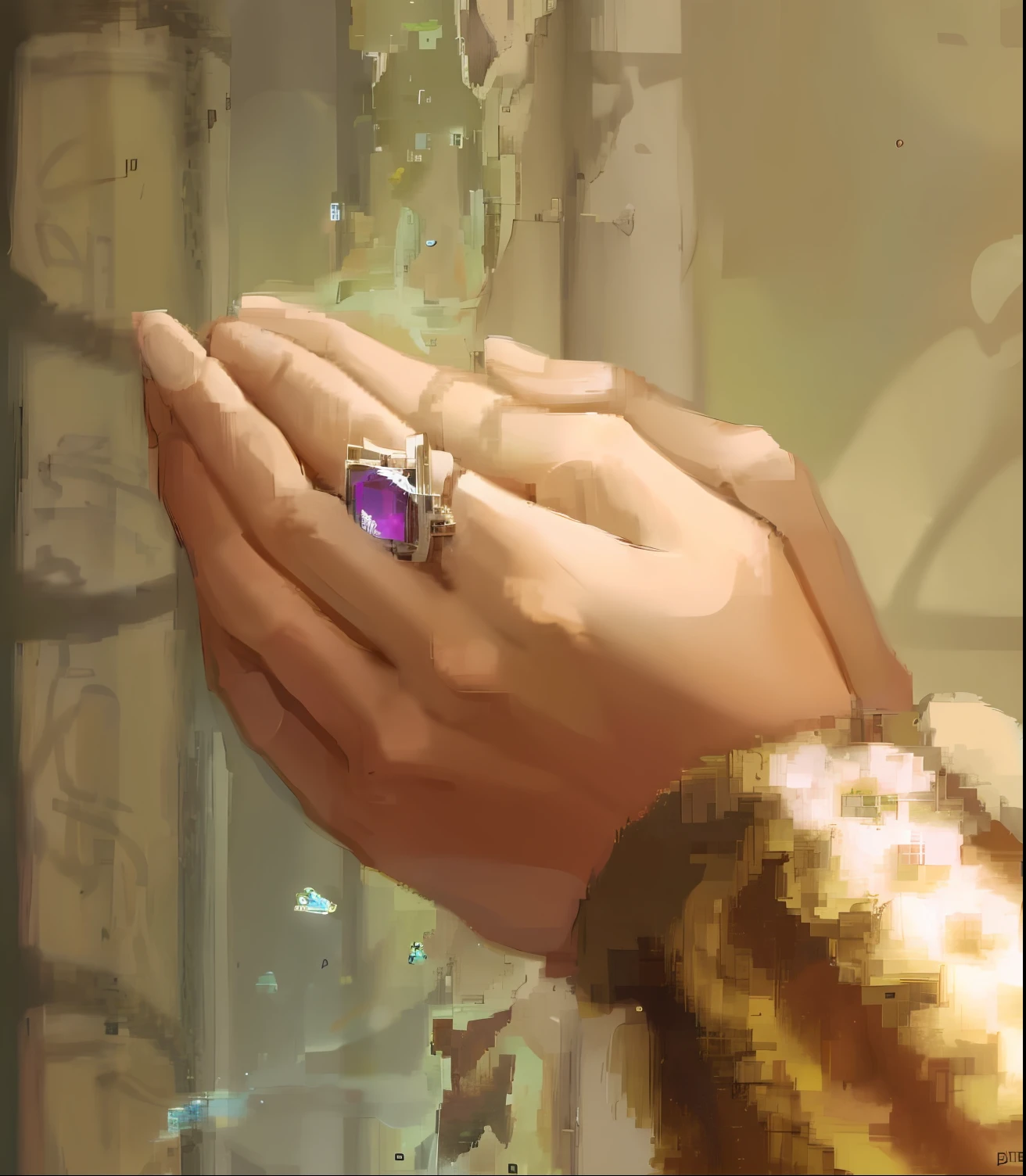 mani, elder ring, simple magic ring of poison, closeup of hands, Elden Ring style, dragonlance illustration, enhanced hands, high detail of a hand, elegant hand, extreme hand detail, [[fantasy]], inspired by Donato Giancola, solemn gesture