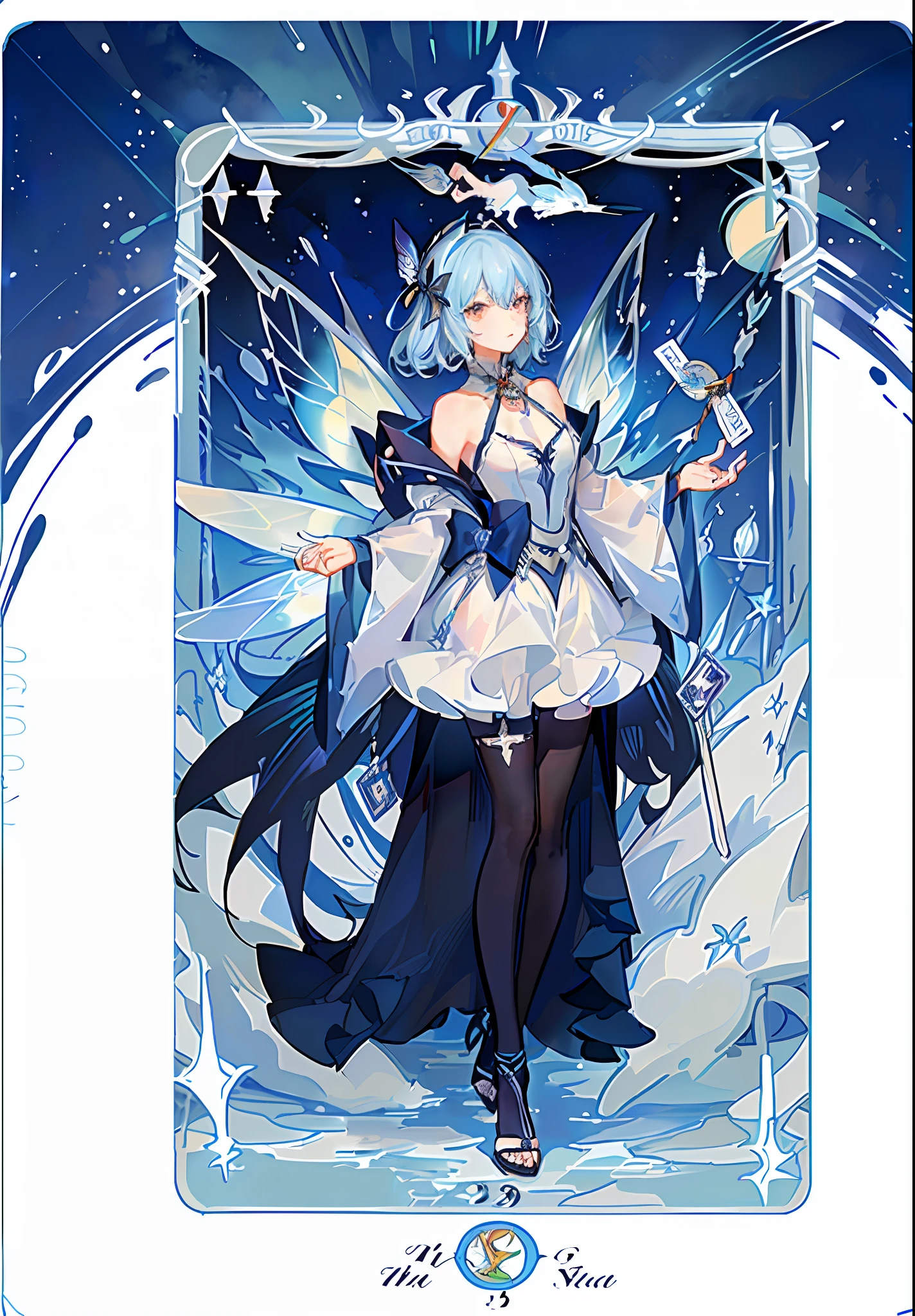 (Golden Ratio: 1.2), (Rose Graffiti: 1.2), (Glitch Color: 1.3), [(White Background: 1.4)::10], (Whole Body: 1.2), (Super Fine: 1.3), (Tarot :1.6),(Magician (Tarot):1.6),(Paper:1.2),(Fairy:1.6),(Fairy Wings:1.2),Full Body, Hanging,(Cool:1.2),(Red Long Hair ),(butterfly hair accessory),(flower hair accessory: 1.0),((sandals,Locket)),(colored cocktail dress: 1.0)+(loose-sleeve jacket: 1.3)+(fluttering colorful tassels and ribbons :1.2 ),(white stockings: 1.2),(colored ink paper flowers: 1.2),(colorful flower sea: 1.3),(chaotic geometry: 1.3),(negative space: 0.8),(drawing board: 1.3 ), (Ether Color ink flow: 1.3)
