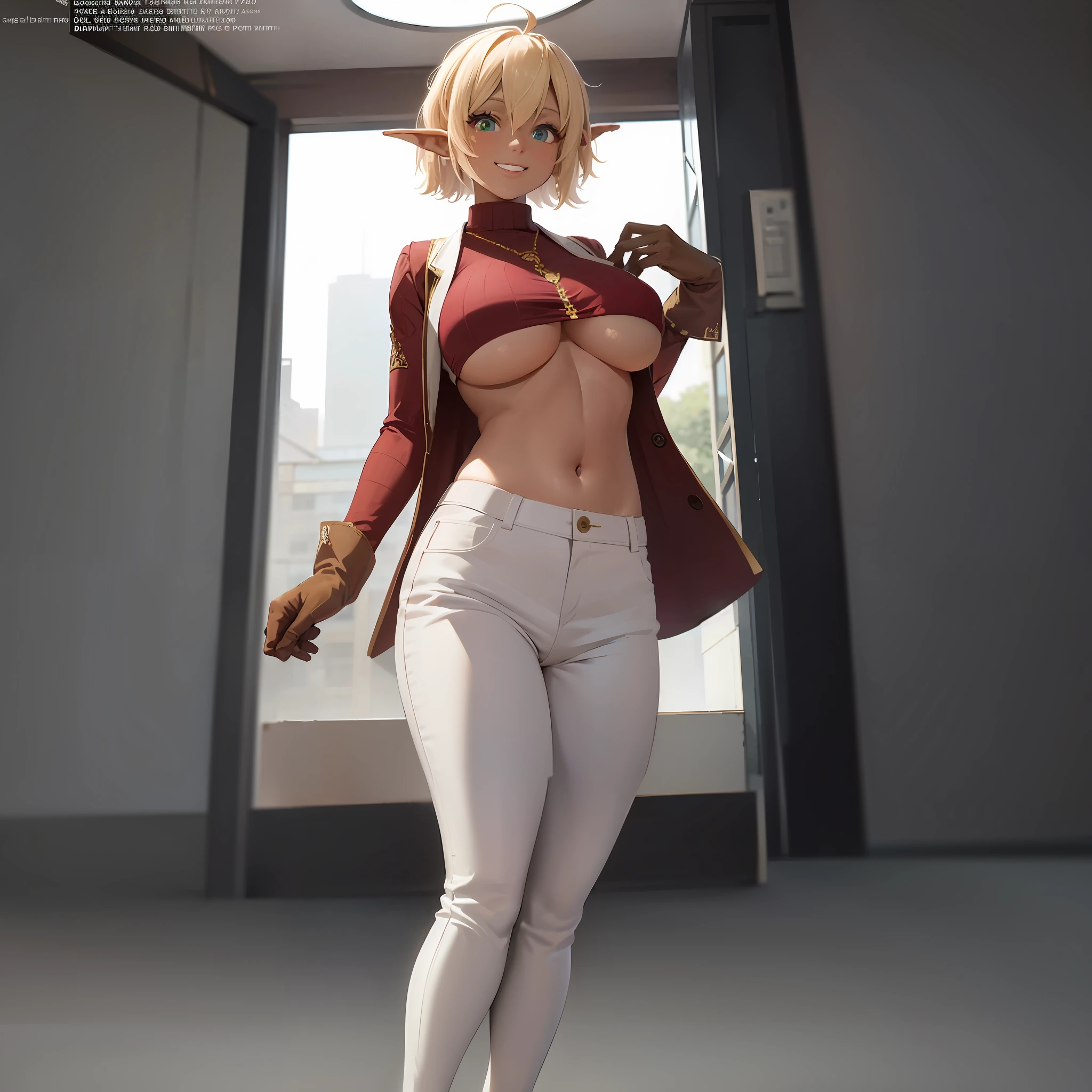 anime - style woman in white pants and a red top posing, 2 b, 2b, highly detailed full body, Casual pose, revealing outfit, perfectly shaded body, full body shot hyperdetailed, realistic shaded perfect body, Commission for high resolution, Revealing clothes, elegant cinematic pose, ( highly detailed figure ), highly detailed exquisite fanart, character is in her natural pose