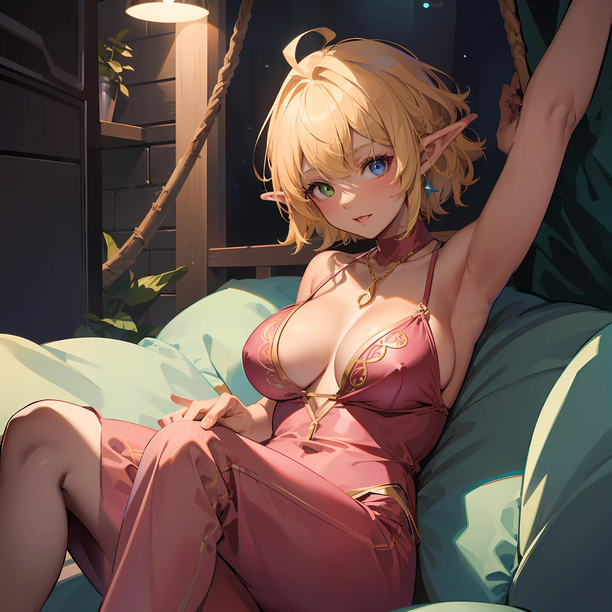 anime - style image of a woman in a pink dress laying on a bed, Elf Girl, seductive anime girls, very detailed Artgerm, elf queen, Detailed Digital Anime Art, elf queen, cushart krenz key art feminine, elf princess, ig model | ArtGerm, ! Dream ArtGerm, 8k high quality detailed art