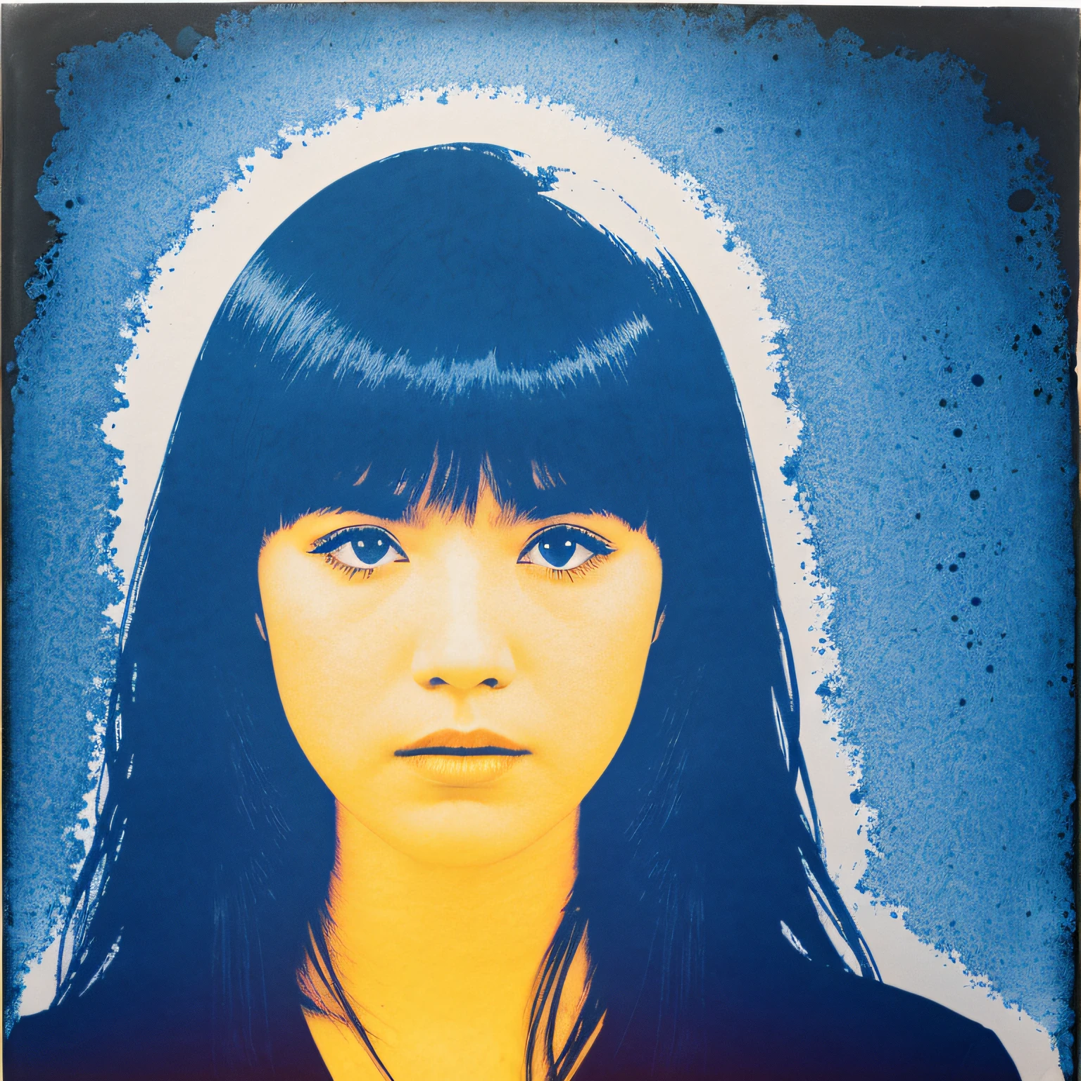 purple Cyanotype printing portrait art, Graphic design, poster, fine art -- s200 -- ar 9:16 -- chaos 15 -- V5:2 --auto