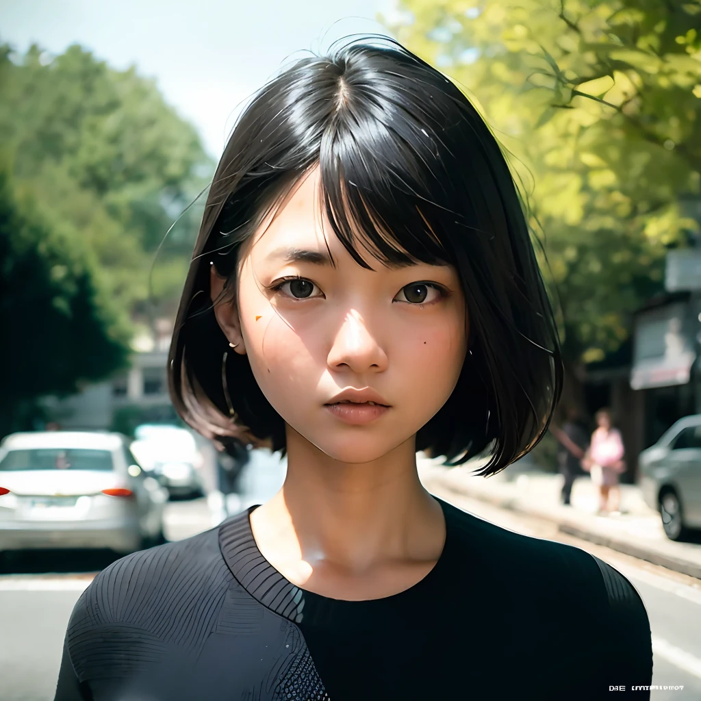 wearing (sweater), portrait, beautiful face, pretty eyes, outside, portrait, park, trees, teeth, eyes open, ward winning photo, best quality, upper body, Hannahowo, windblown black hair, by lee jeffries nikon d850 film stock photograph 4 kodak 400 camera f1.6 lens rich colors hyper realistic lifelike texture natural lighting unreal engine trending on artstation cinestill 800, (100mm lens)