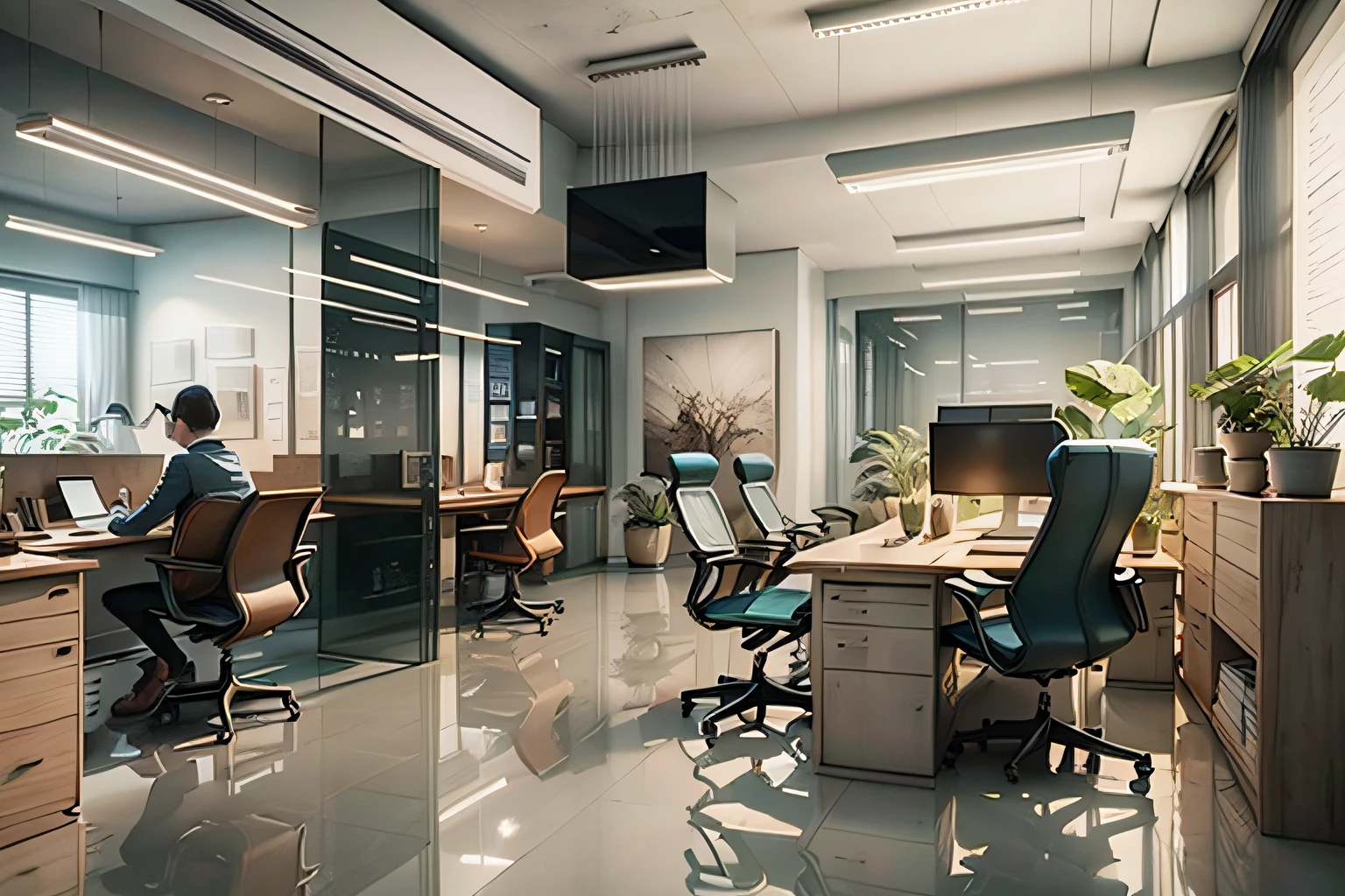 gdmint luxury modern interior design of an open floor office with modern furniture an people woking at their desks