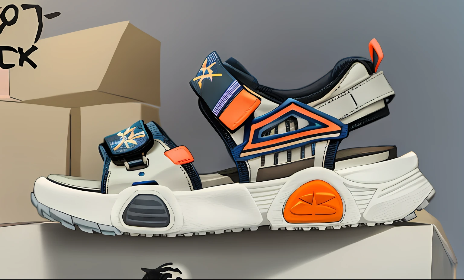 there are two pairs of shoes on display on a shelf, sandals, belts, focus on sneakers only, 2 0 2 0 fashion, 🔥 😎 🕹️ 👀 :2, futuristic sneakers, sneaker design, highly fashionable, 🤬 🤮 💕 🎀, The Boys, mix between tribal and hi-tech, closeup detailed, sport shoes, sandals,3 SS maximum(maximalsm)