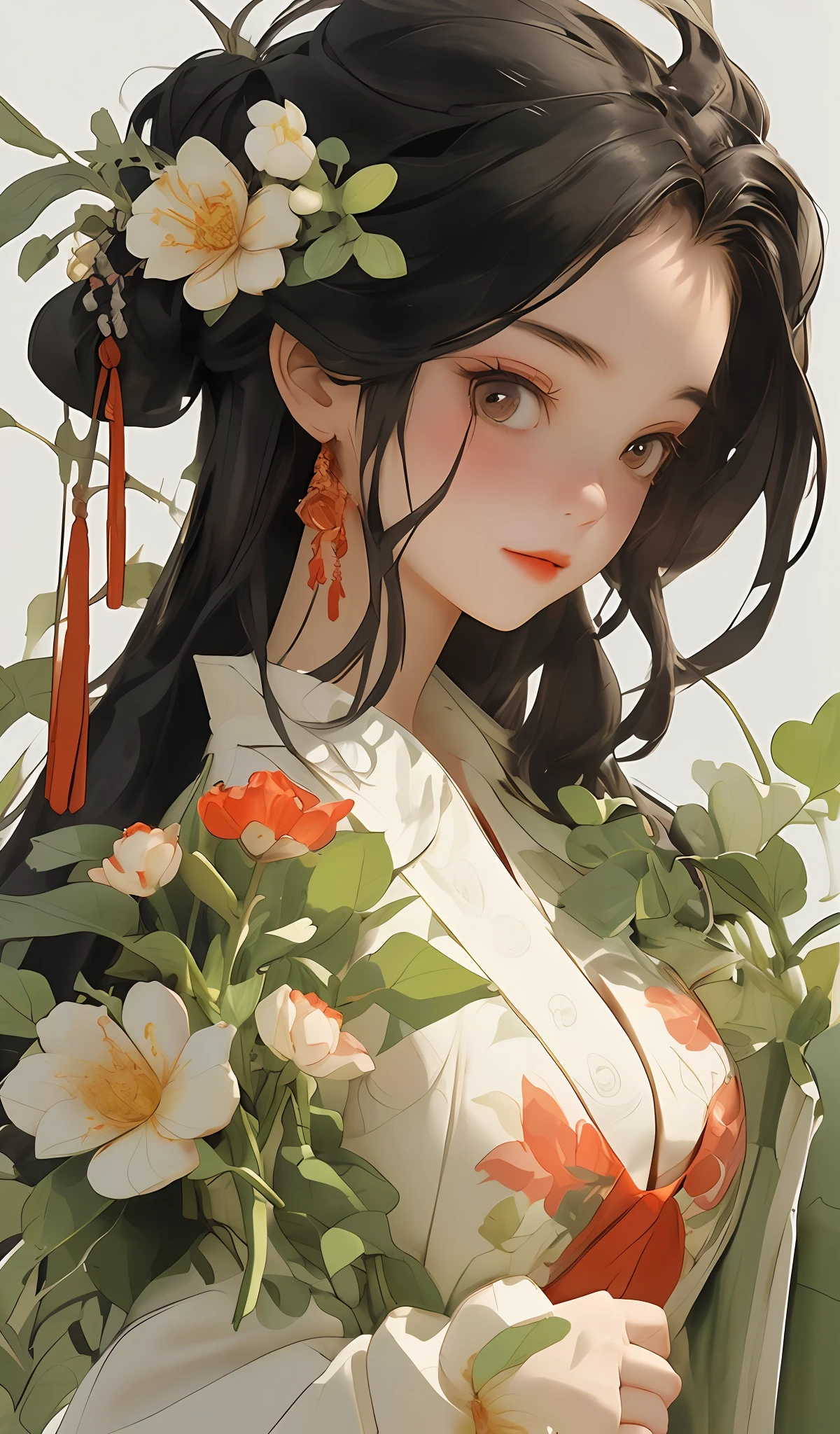 (Masterpiece:1.2, high quality), (pixiv:1.4),(Gongbi painting of the Song Dynasty:1.4)(wide-angle lens,Panoramic:1.2),(imid shot:0.95),(imid shot,macro shot:1.25),Dynamic Angle, Perspective, High Point,
masterpiece, best quality, 8k, insane details, intricate details, hyperdetailed, hyper quality, highancient China(Chinese architecture:1.5)Braid(mature female:1.5),sideways glance, (cold attitude:1.2),
Eyebrows like early spring willow leaves, often with rain hate cloud sorrow, Face such as peach blossom in March, hidden amorous month.   Thin waist curl, constrained yan lazy warbler languid, Sandalwood mouth light, seduce the bee crazy butterfly chaos.   Enchanting jade speech, beautiful jade fragrance,
A shot with tension(sky glows red,Visual impact,giving the poster a dynamic and visually striking appearance:1.2),close-up,(imid shot,macro shot:1.25),(Detailed face description),(Detailed hair description),(Detailed clothes description),
{Extremely Delicate Beautiful},(detailed eye description),((Delicate Faces)),(Beautiful and detailed facial depiction),
(beautiful face),thin face,slim,oval face,perfect face,delicate face,eyes detailed, Milky skin,(full body:1.8), white hair,