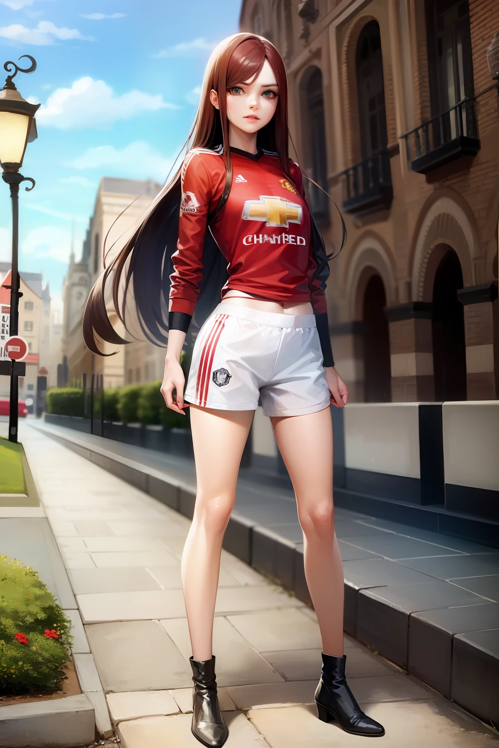 Erza Scarlett full body with Manchester united shirt
