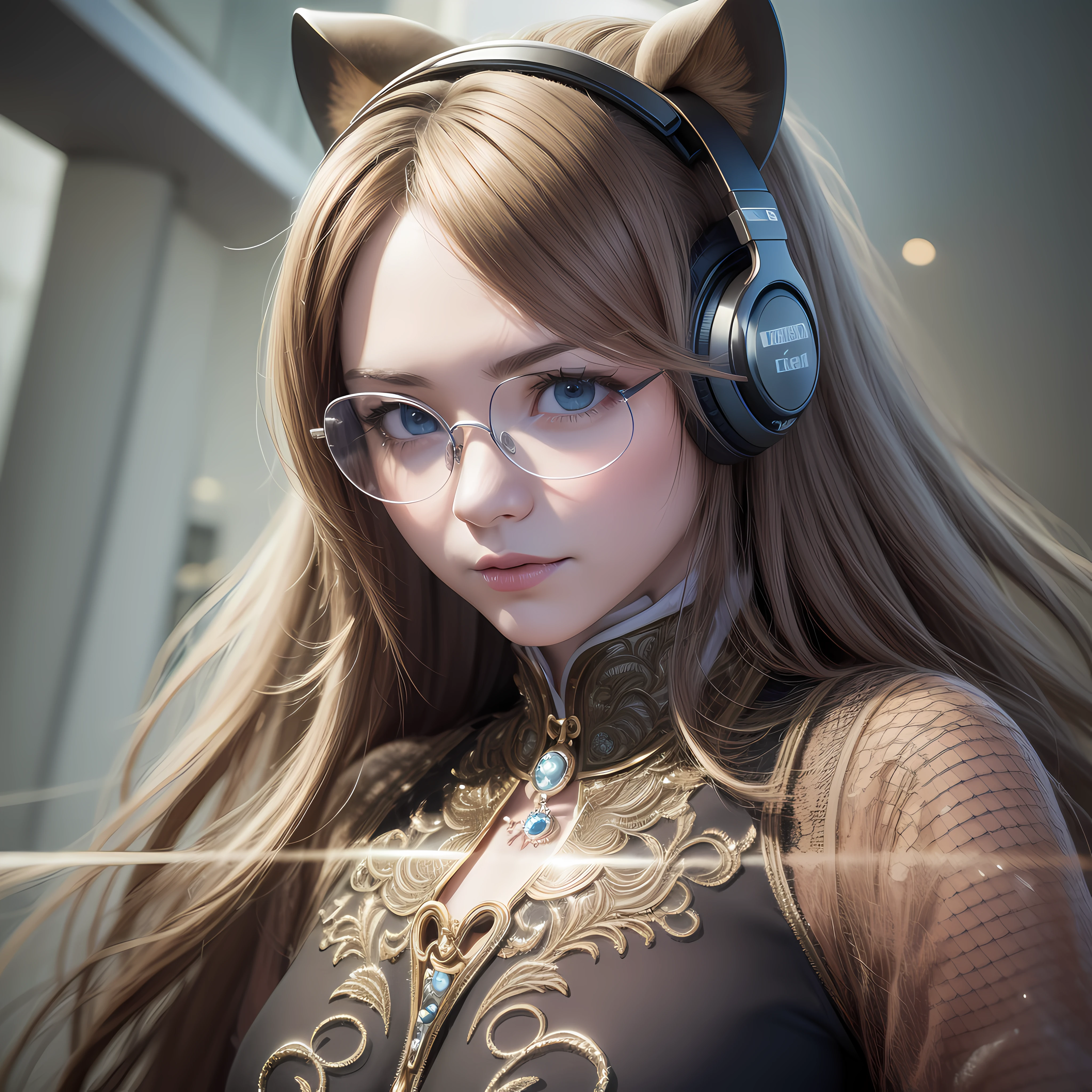 (Masterpiece), Highest Quality, CGI, (Realistic), Extreme Detail, 8k, Care Bear. His look reflects confidence and success. An intense light falls on her head, illuminating her being with a magical and captivating aura. Full Body ((Full intricate details rendered in 3D anime style with the power of Unreal Engine 5 and octane render 4k)), Cinema Light, Hollywood Movie Poster, Extremely Detailed, Mega Detailed » Perfect Face, Extreme Detail Technology of future vision, futuristic headphones, futuristic glasses