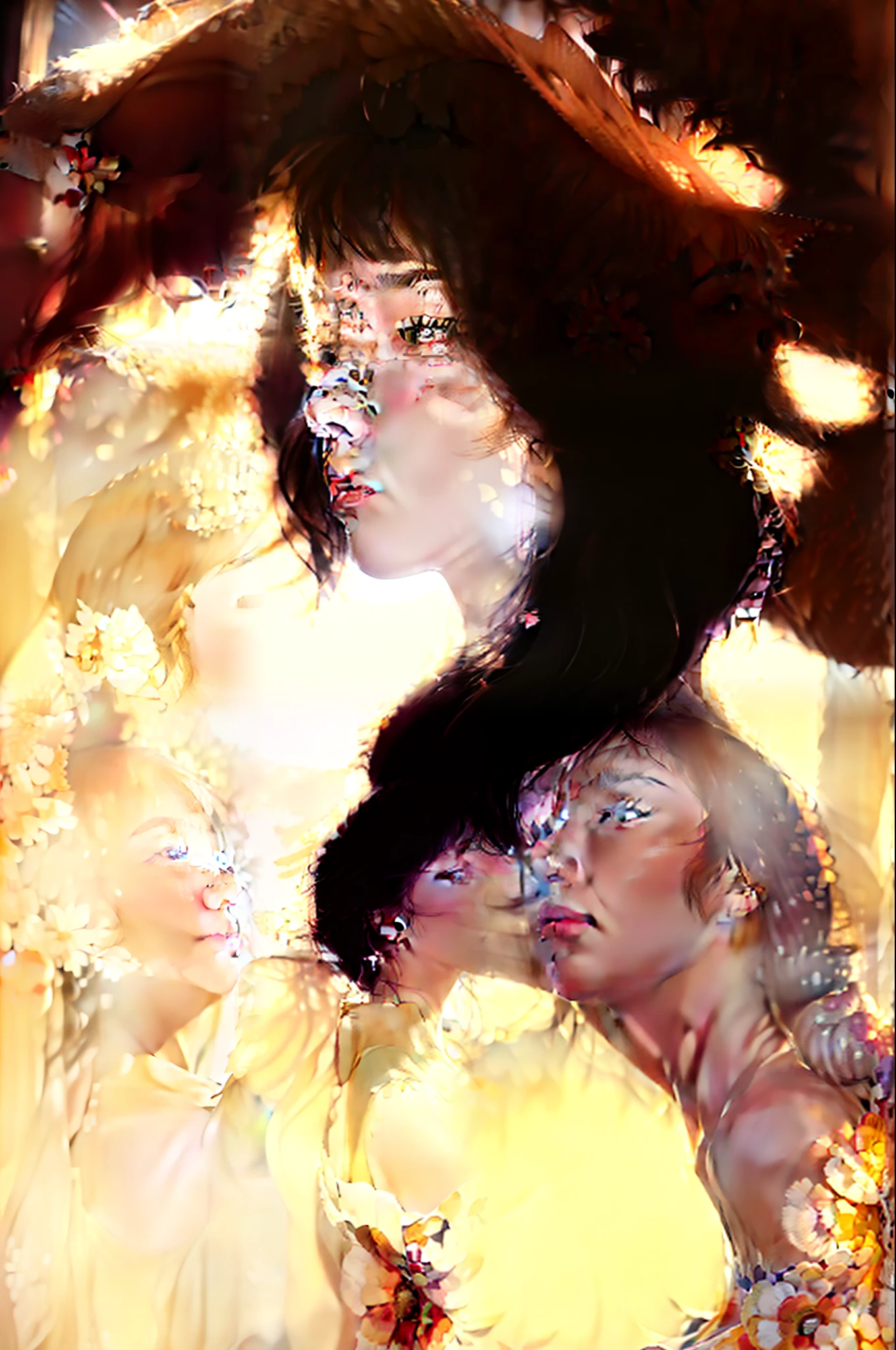 (extreme close up:1.5), (face focus:2),(Style of ???? ???:1.5),
((side face:2)),(1girl surrounded by soft_light:1.5), (backlighting:1.8), (lighting),(flowing fabric:1.3), ((Floral_summer_dress:1.5),(Straw_hat:1.3)),
(masterpiece), realistic, HDR, highly detailed, 8k, raw photo,
ambient occlusion, natural, harmonious composition, warm tones, fine art photography,
