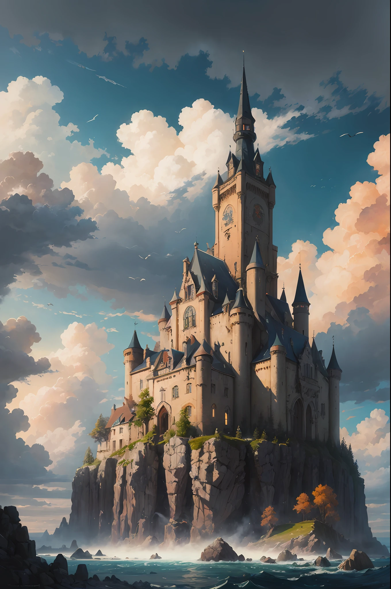 dreamlikeart absurdres highres masterpiece best quality
Alois Arnegger Antoine Blanchard futuristic town castle forest sea sky clouds