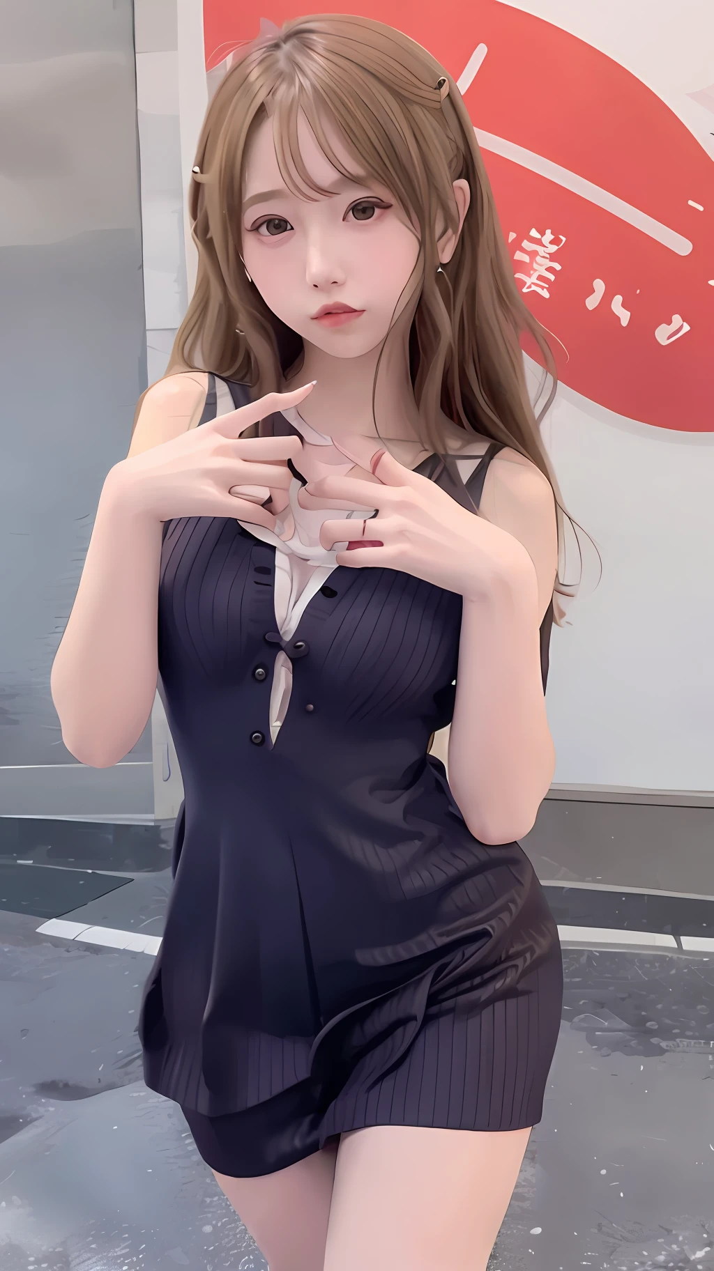anime styled、hightquality、high detailled、ren、lovly、skins、showing nipple、exteriors、watch audience、Gloss、blush on、parfect anatomy、flawless、Full body、short thumb、long middle finger、index and ring fingers of equal length,、long little finger