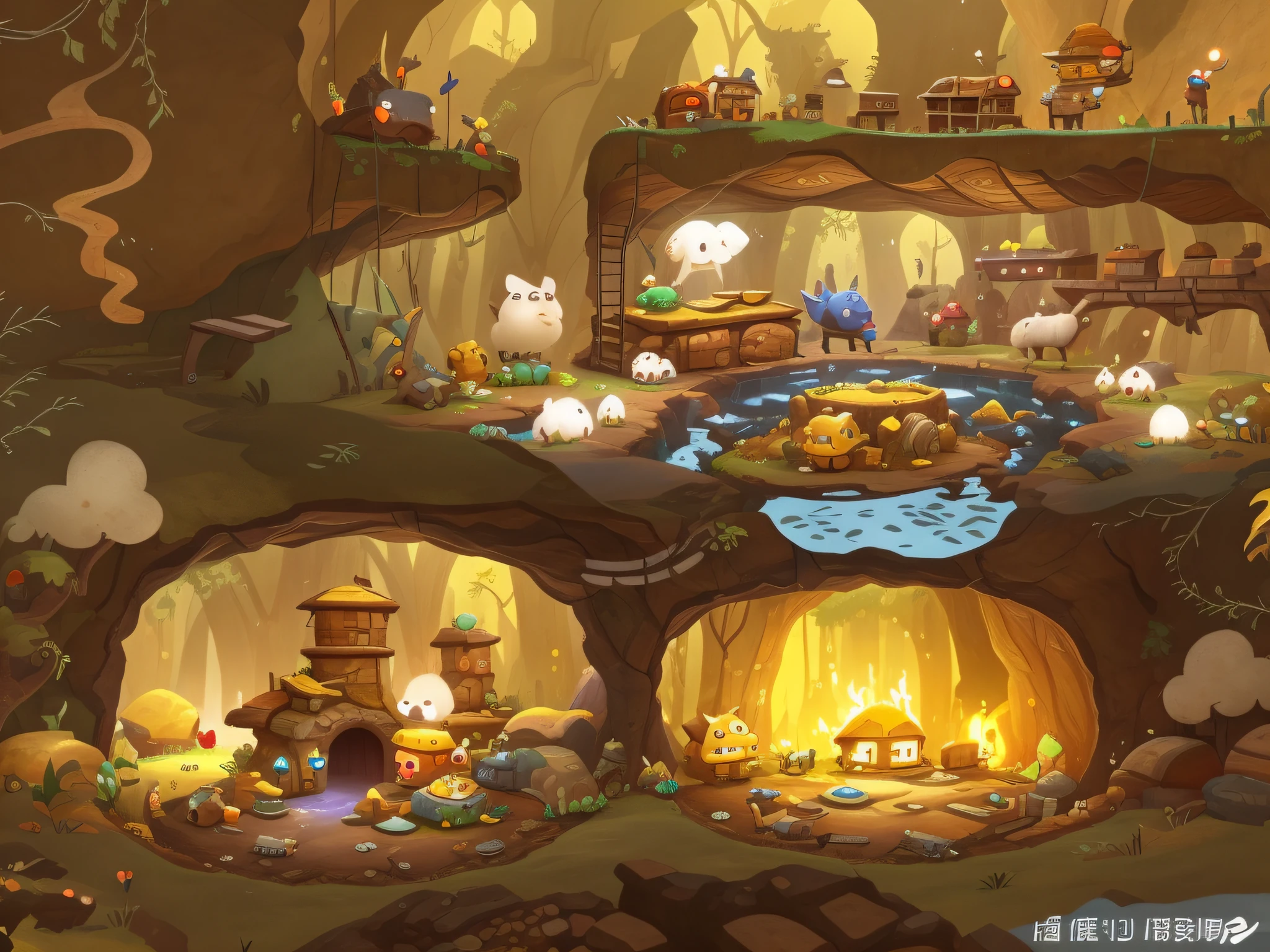 Cartoon ground hole close-up,animation scene,Professional scenography design,Game scene design,2D插图,2D插图,Lovely map of the cave,
