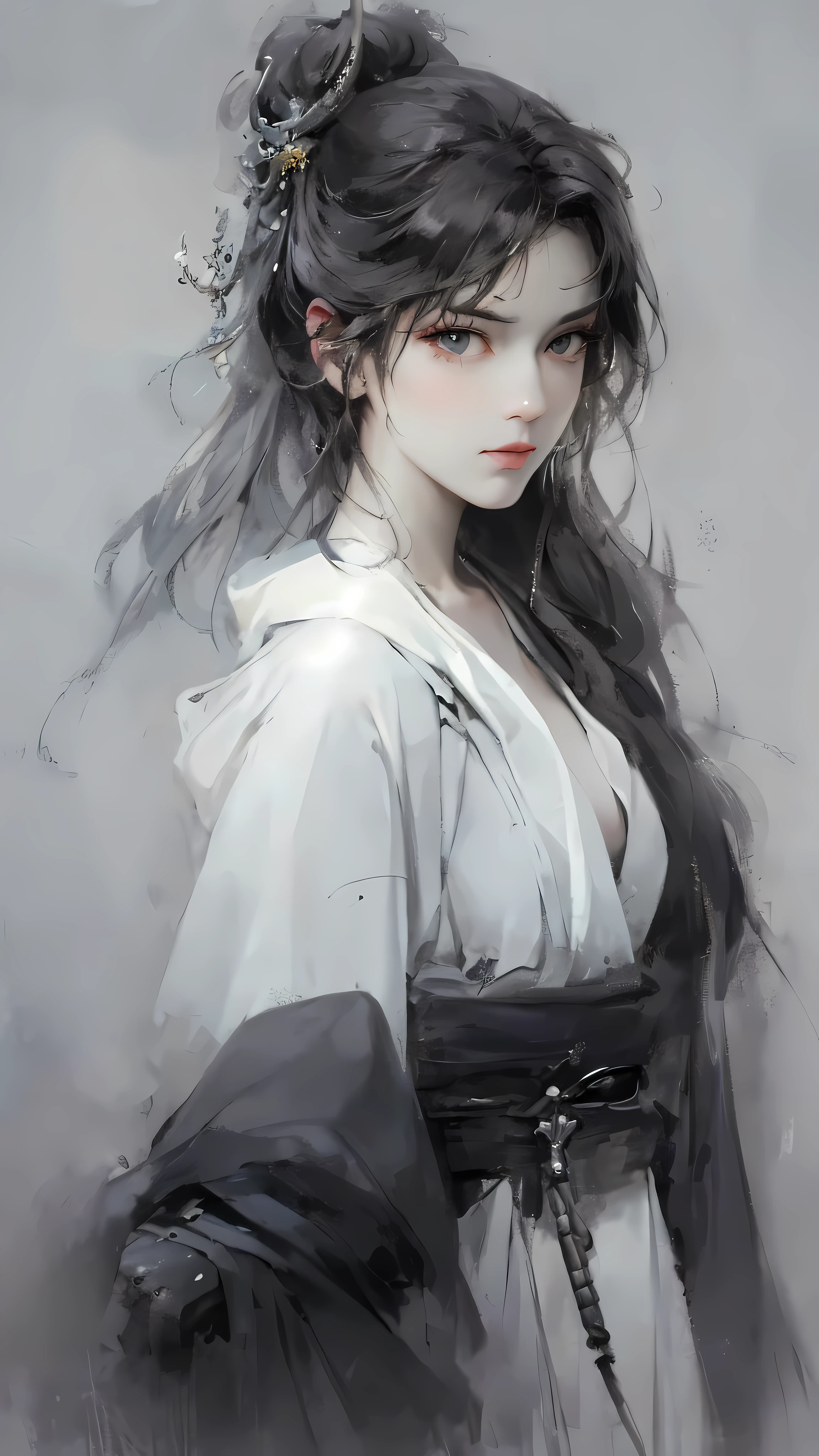 a close up of a woman with white hair and a white mask, beautiful character painting, guweiz, artwork in the style of guweiz, white haired deity, by Yang J, epic exquisite character art, stunning character art, by Fan Qi, by Wuzhun Shifan, guweiz on pixiv artstation