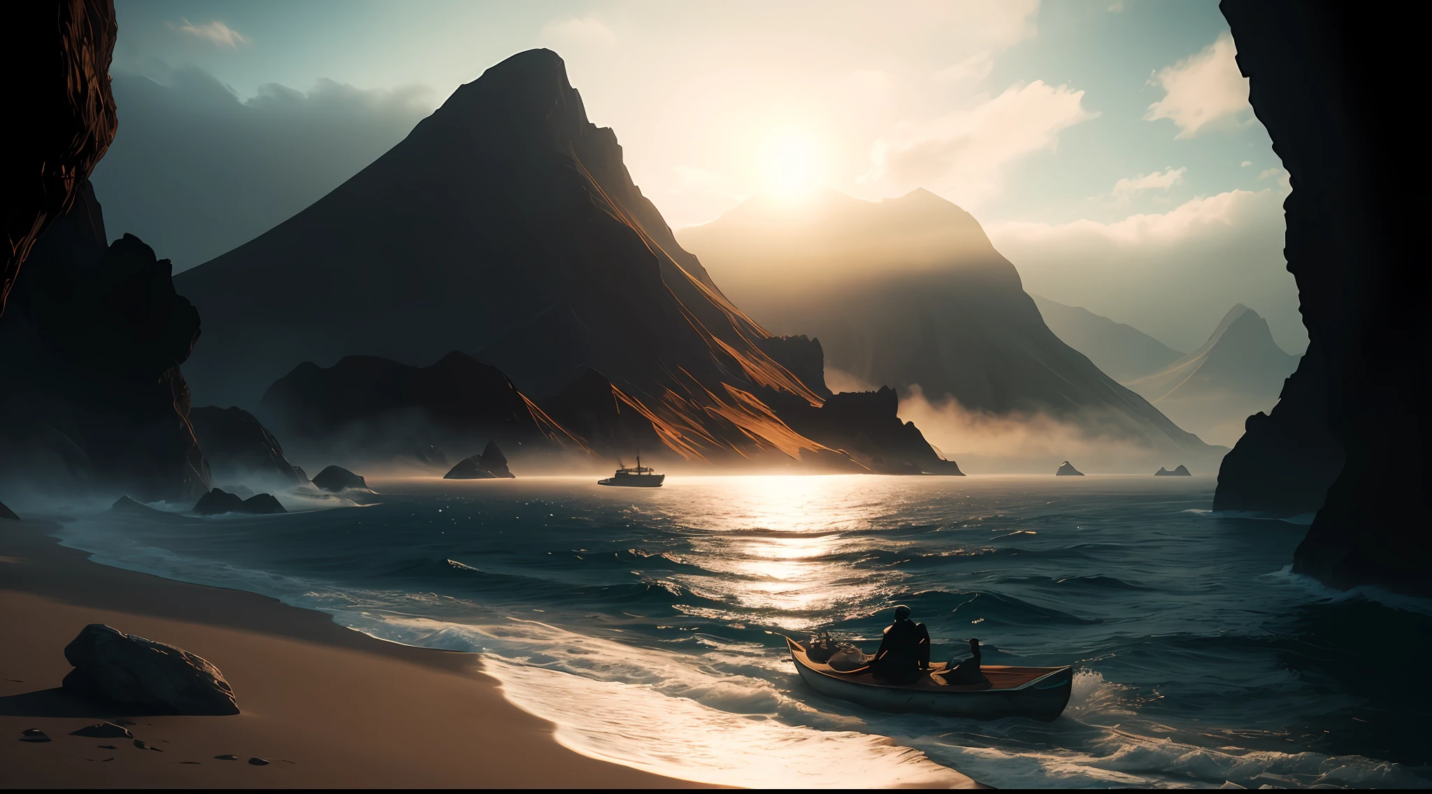 obra-prima, um navio dos anos 1500 navegando no mar, Aesthetics 1500, Medieval aesthetics, nuvens, litoral a vista, fog, dia, Very detailed lighting, Dramatic, trending digital art in Artstation 8k HD realistic detailed high definition, detalhado, textura da pele, hiper detalhado, textura de pele realista, armadura, melhor qualidade, Ultra alto nada, (fotorrealista: 1.4), alta resolução, detalhado, foto crua, sharp re, por Lee Jeffries Nikon D850 Film Fotografia de Stock 4 Kodak Portra 400 Camera F1.6 lens rich colors hyper realistic texture dramatic lighting unrealengine trend in artstation cinestill 800