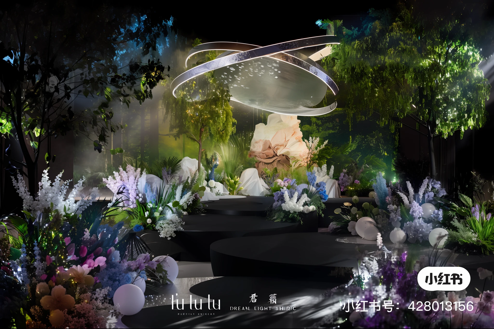 Forest Wedding, (photorealestic:1.5), (Good shadows),Good construction,Volumetriclighting,films,(HighestQuali,Award-Awarded,masterpaintings:1.5),Wedding hall,Wedding design renderings,Clearer,8K,inside room
