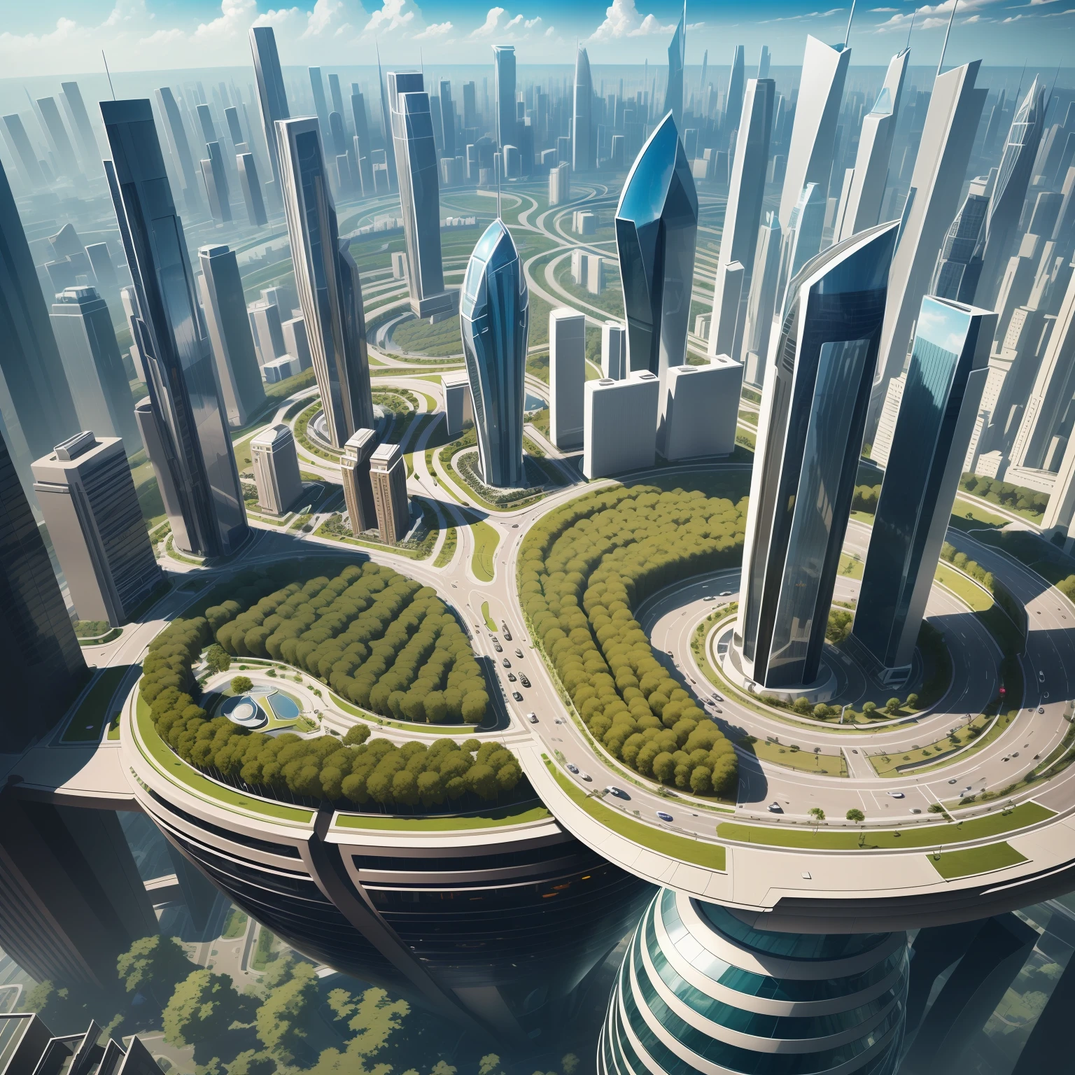 A futuristic city where cars fly --auto