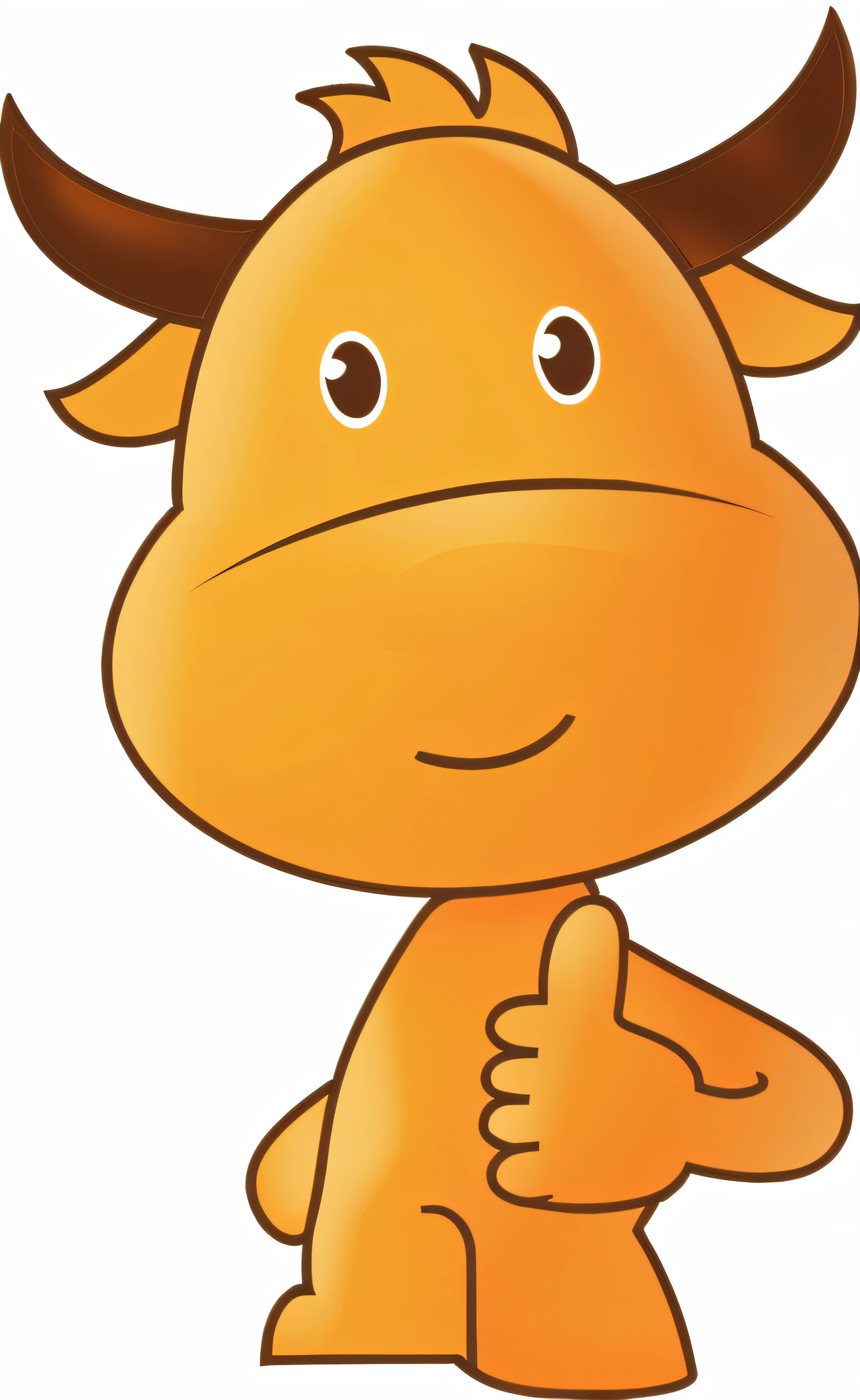cartoon bull with thumbs up, Brown sharp horns,standing pose,white backgroun,cartoonish style、Disney style。1:1 --auto