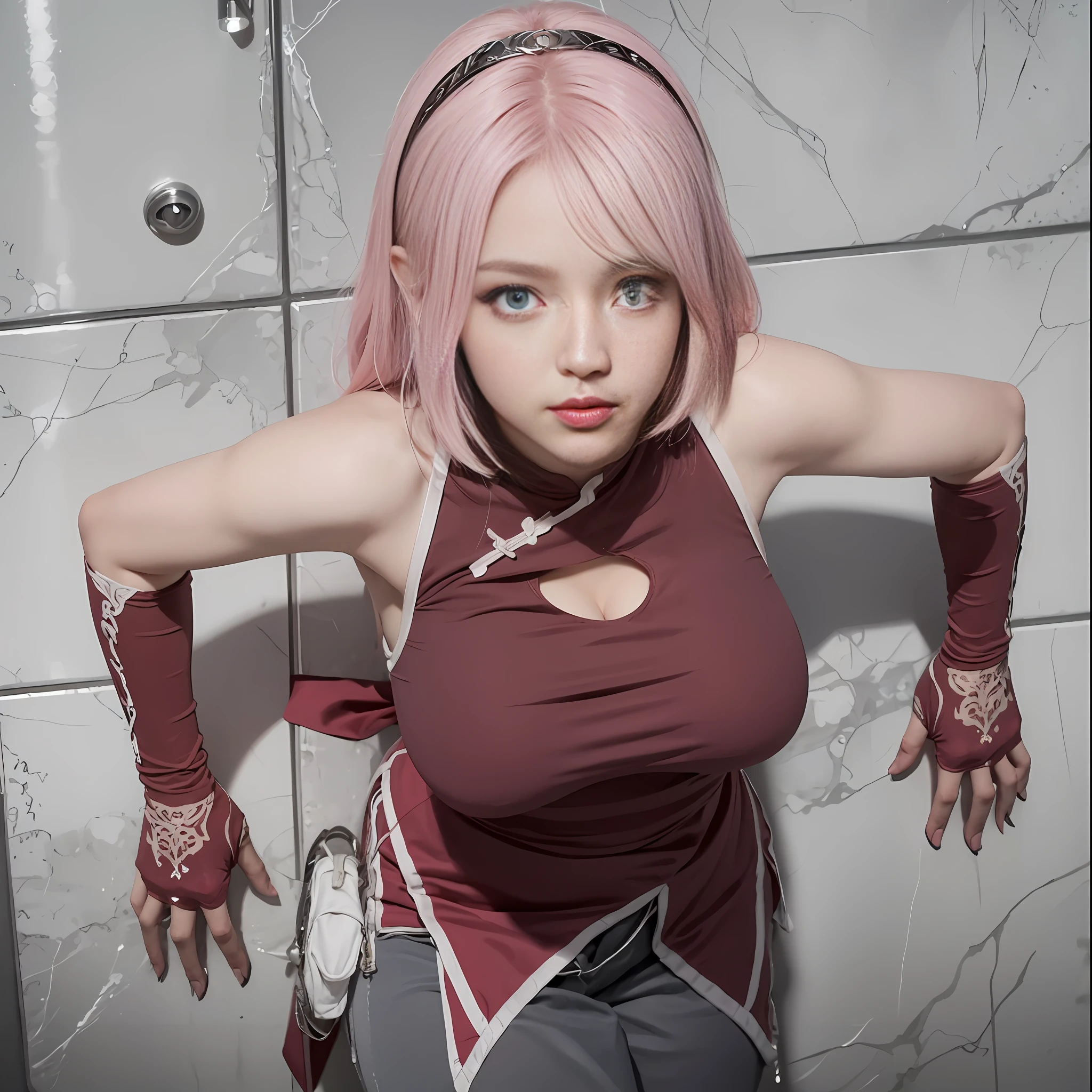 Top quality, 8k, 32k, Masterpiece, photo realistic, realistic, (photorealistic:1,4), 1 girl, slight smile, dramatic lighting, professional makeup, very big breasted woman, (seductive pose), Sexy, beautiful white face shining, beautiful face, pink cheeks, beautiful lips, porcelain skin, detail intricate, super detailed, super high, highest detailed, high detailed, delicate, incredible detailed, fine detailed, cinematic lighting, top quality, smooth and beautiful, CG, unity, 8k wallpaper, Stunning, fine detail, unity CG wallpaper 8k ultra detailed, large file size, ultra detailed, high resolution, incredible detail, stunning detail, depth of field.