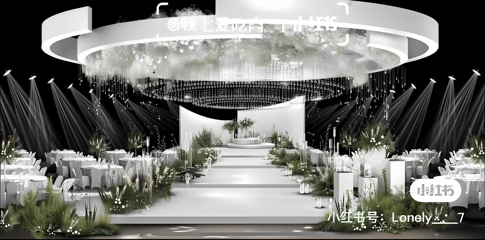 (photorealestic:1.5), (Good shadows),Good construction,Volumetriclighting,films,(HighestQuali,Award-Awarded,masterpaintings:1.5),Wedding hall,Wedding design renderings,Clearer,8K,florals,Wedding banquet hall