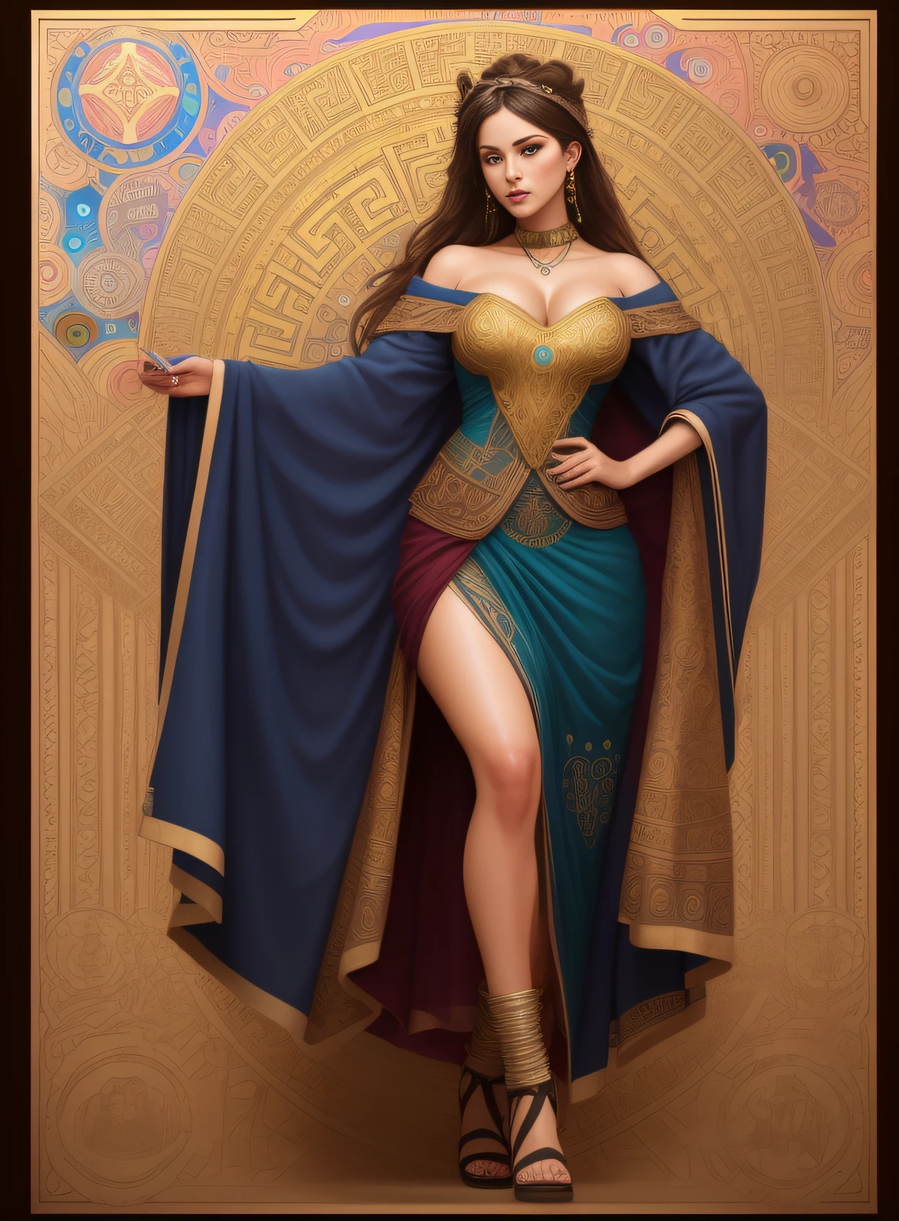 photorealistic beautiful woman, messy brown hair, beggar, full body, cover, hyperdetailed painting, luminism, Bar lighting, complex, ancient greek clothes, messy brown old clothes, 4k resolution concept art, Artgerm, WLOP, Alphonse Mucha, 3d render, octane render, intricately detailed, cinematic, trending on artstation | Isometric | Centered hipereallistic cover photo awesome full color, hand drawn, dark, gritty, realistic mucha, klimt, erte .12k, intricate. hit definition , cinematic,Rough sketch, mix of bold dark lines and loose lines, bold lines, on paper, Full body.