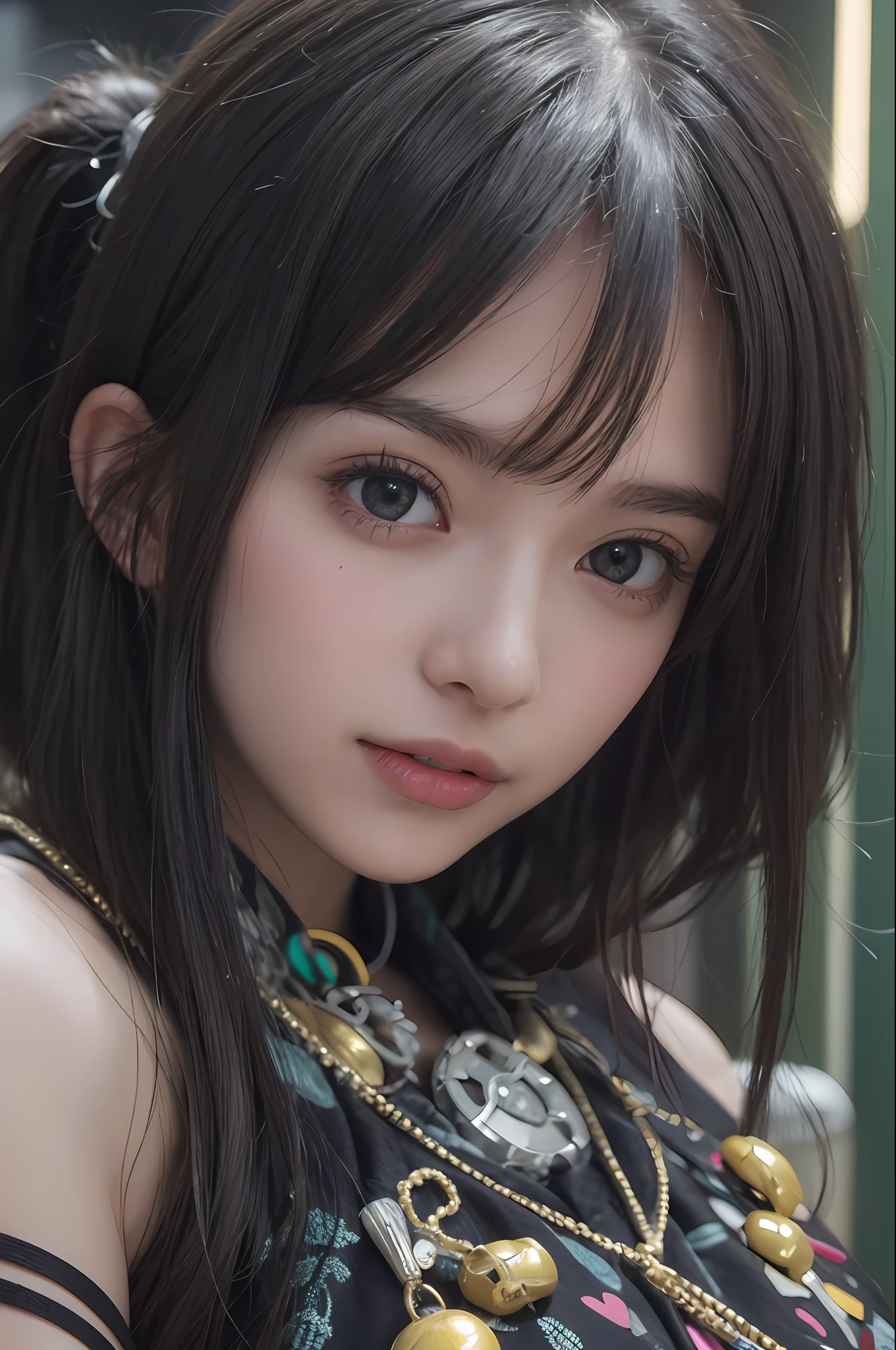 beste-Qualit、巨作、ultra-high-resolution、(photoreallistic:1.4)、Raw photo、女の子1人、Black hair、glowy skin、1 Mechanical Girl、((hyper realistic detail))、portlate、Global Illumination、Shadow、octane rend、8K、ultrasharp、Mechanical Girl、big tit、Raw skin is exposed in cleavage、Details of complex ornaments、Gundam details、extremely intricate detail、Realistic light、CGSoation Trends、purple-eyed、radiant eyes、Facing the camera、neon details、Mechanical limbs、blood vessels connected to tubes、Mechanical vertebrae attached to the back、mechanical cervical attaching to neck、sitting on、Wires and cables connecting to the head、Small LED lamp、Fluorescent glowing tubes、