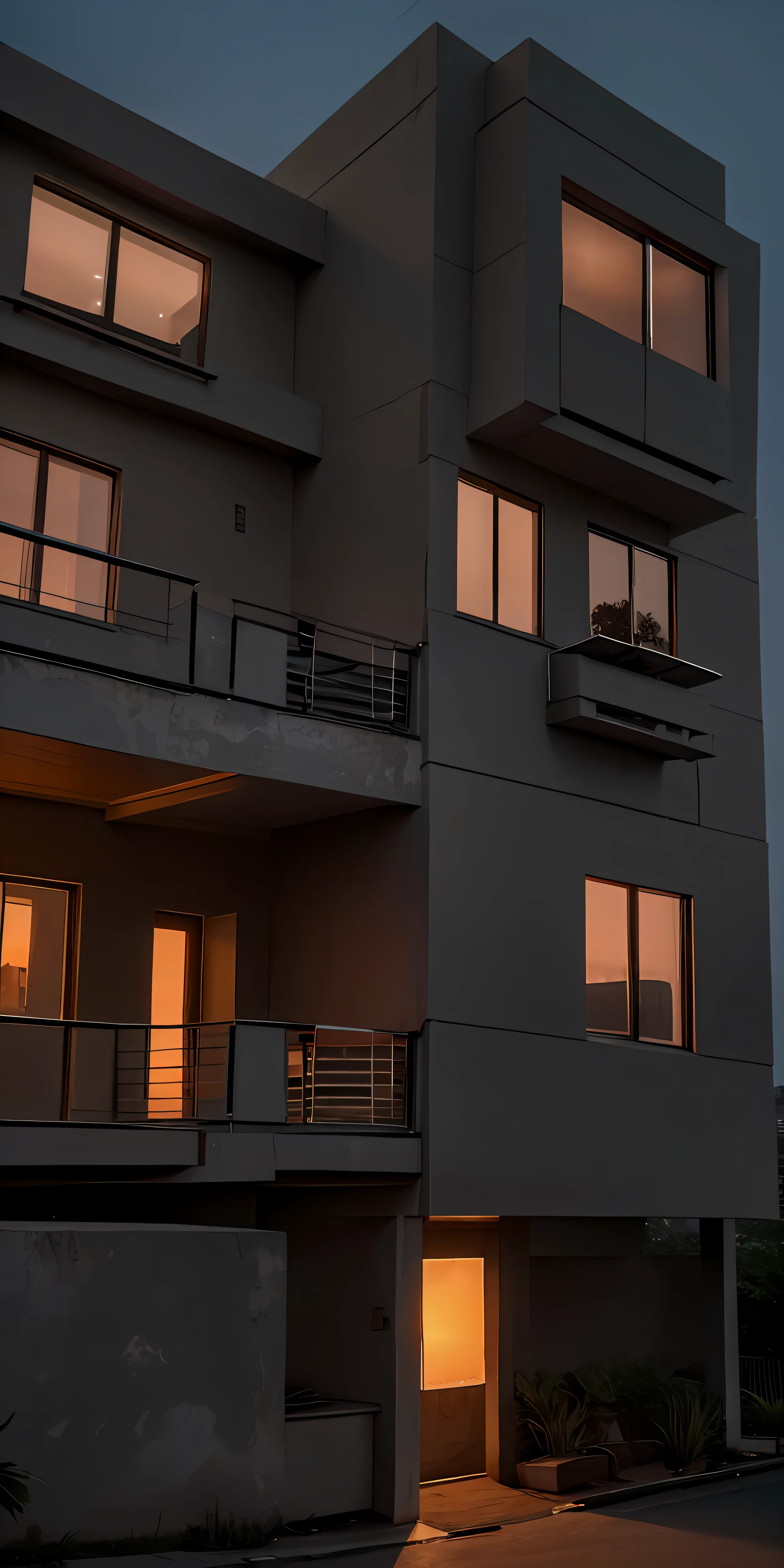 An ultra-modern mansion, in a portrait style that's photo realistic and hyper detailed, with intricate and dramatic details. Shot with an 85mm lens at f1.8, with lighting that captures the beauty of a sunset and high dynamic range. Shadows show extreme attention to detail.