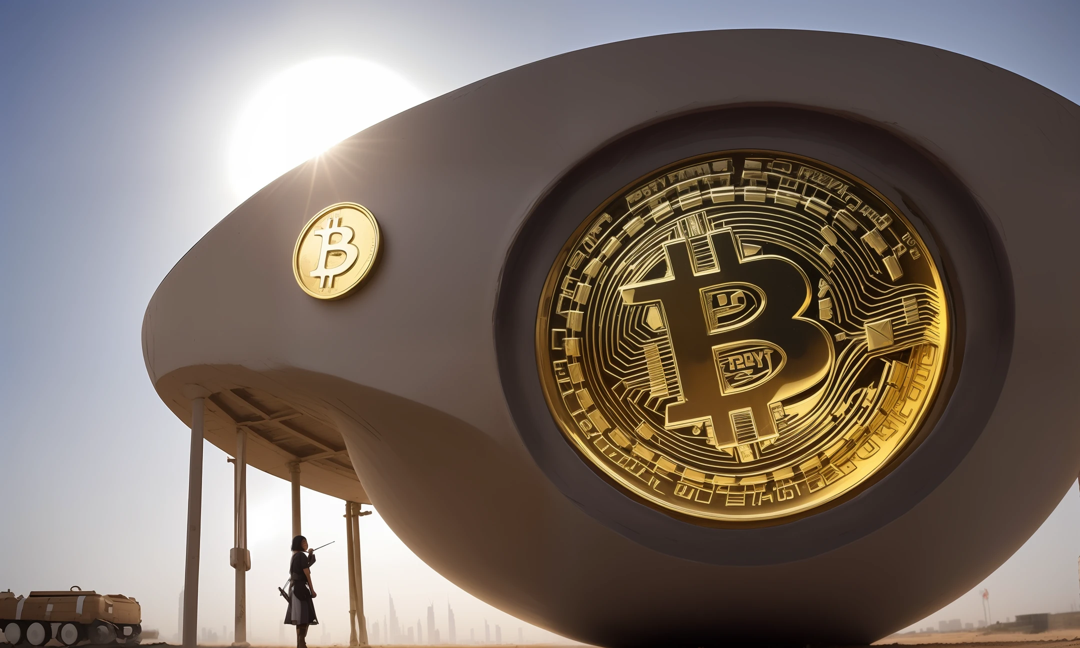 Arte Oficial, Unidad 8K Fondo de pantalla, Ultra detalle, Obra maestra, La mejor calidad, Una mujer en dubai, bitcoin, (muy detallado),(Foto RAW, La mejor calidad),(realista, fotorrealista:1.3),highly best quality,High definition,La mejor calidad,ultra-detailed complex 3D rendering of the face,(pechos grandes: 8.8)(Piel altamente detallada: 1.2)(Exposure: 1.1), Hermosa mujer arabe con grandes pechos suaves y piel blanca, Dynamic angle, mystical expression, Efecto Resplandor de fuego, fantasy background, Rim Lighting, Luz lateral, cinematiclight, ultra-high def, 8k UHD, Film grain,Mejor sombra, delicado, .RAW, light particles, Textura detallada de la piel, Textura detallada de la armadura de gemas doradas, Cara detallada, Detalles intrincados, Ultra detallado, brillante, fuerte, Armadura de oro, escote, sosteniendo armas brillantes, Sosteniendo escudos, en dubai, ((cana)), Brillantes ojos negros, Larga capa roja, fantasy, (realista),
